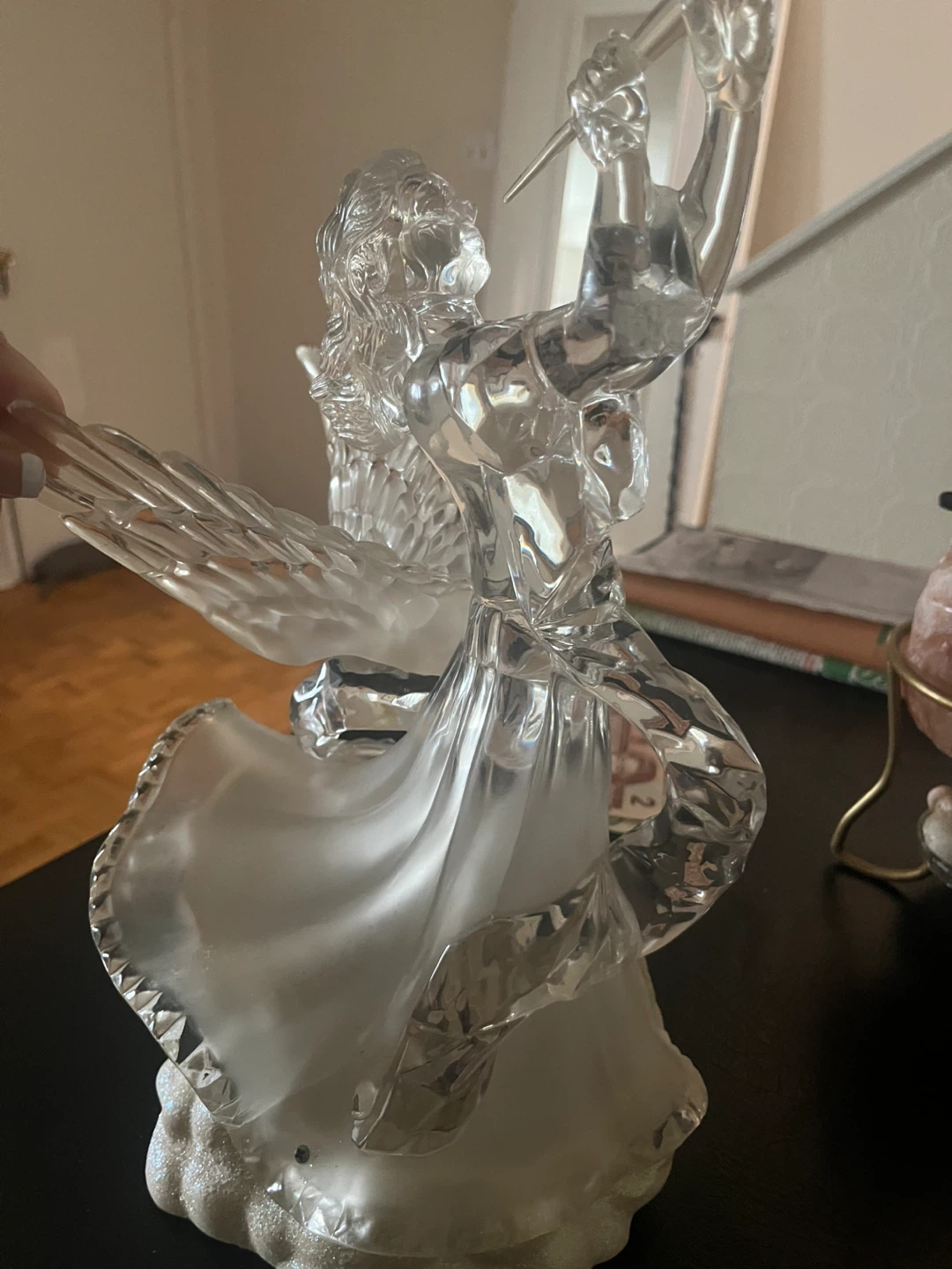 Indigo light color Crystal plastic Angel Figurine with Trumpet - photo 3