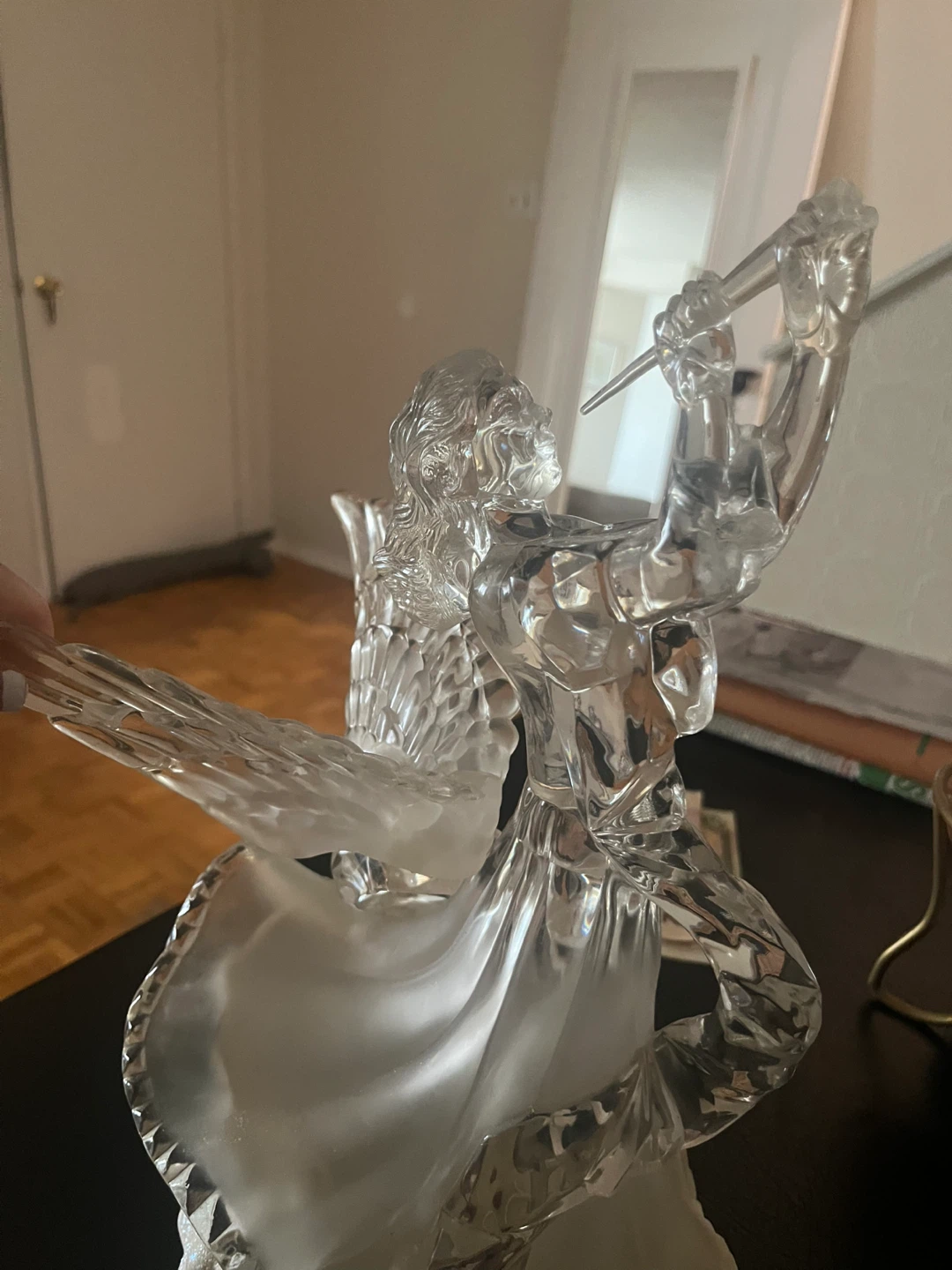 Indigo light color Crystal plastic Angel Figurine with Trumpet - photo 5