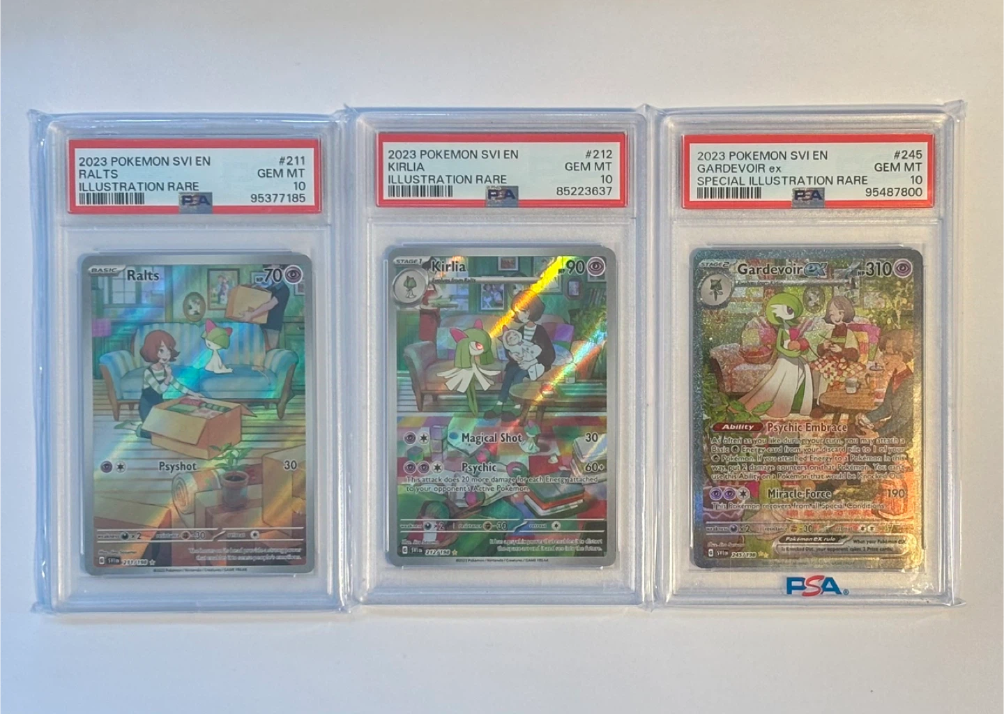 Pokemon: Ralts, Kirlia, Gardevoir EX (Scarlet Violet) PSA 10 Set