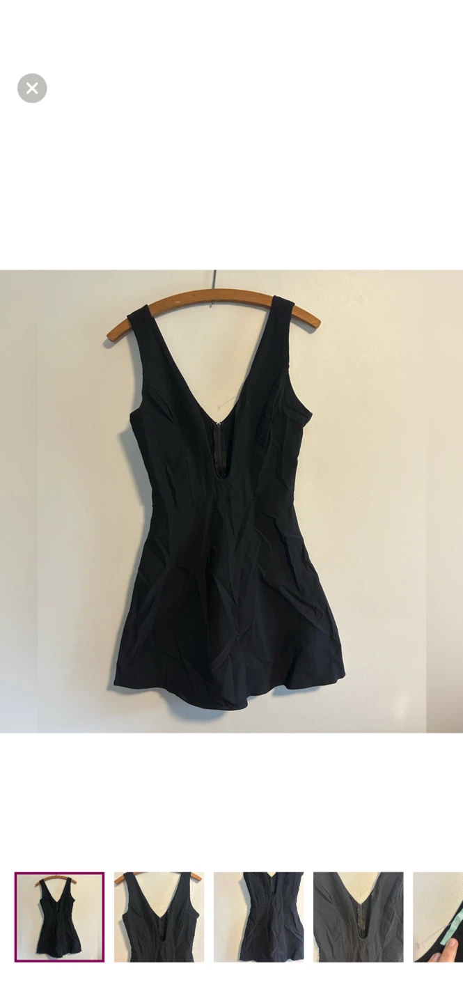 Lulu large black vneck flare dress