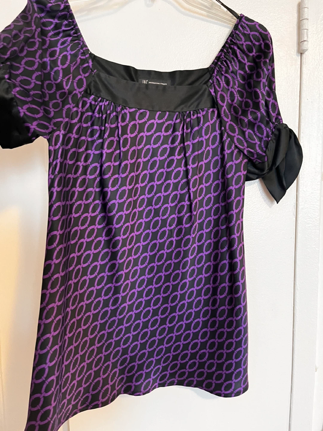 INC International Concepts Chain Print Silk Blend Blouse Size 6