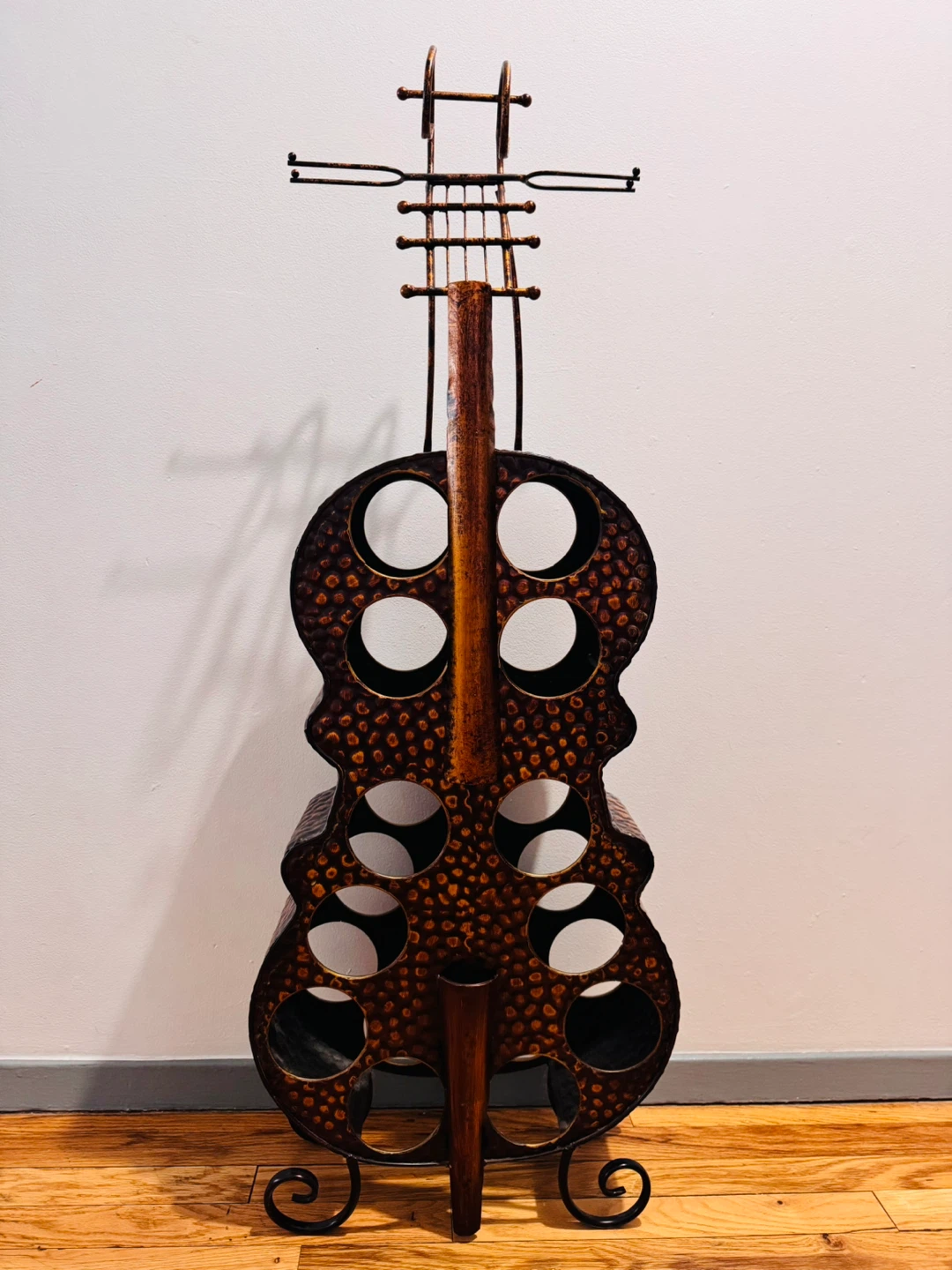 12 Bottle Cello shaped Wine Bottle & Glass Rack in Copper - photo 2