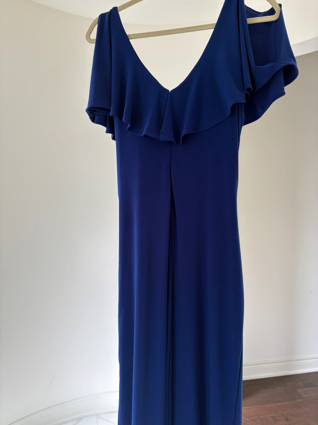 Lauren Ralph Lauren Navy Blue Ruffle Jersey Gown Size 8 - photo 2