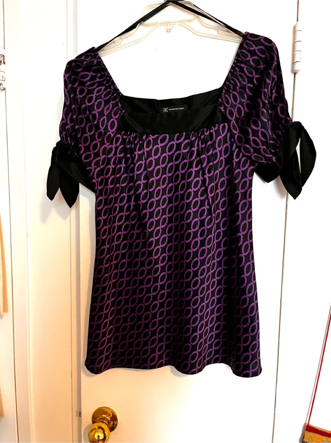 INC International Concepts Chain Print Silk Blend Blouse Size 6 - photo 5