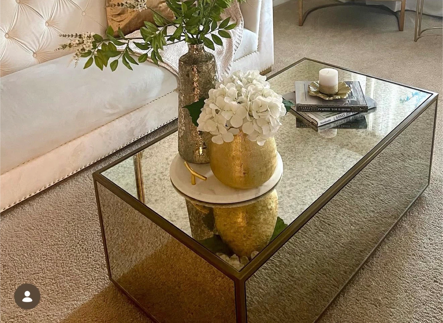 Mirrored Rectangular Coffee Table