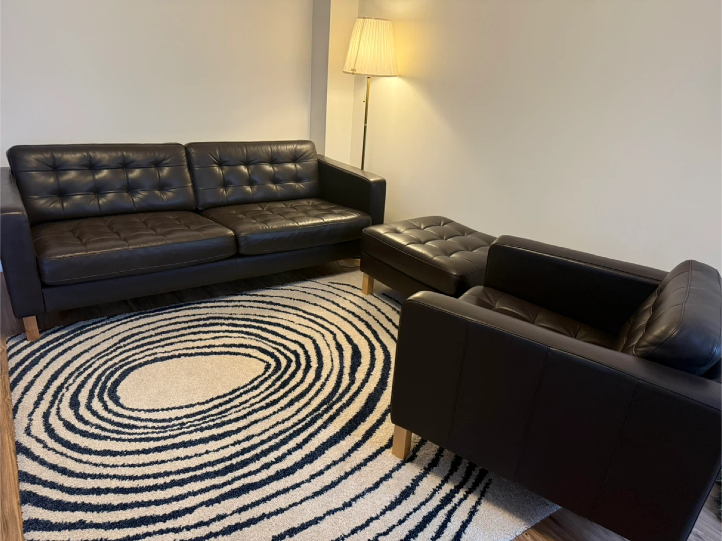 Dark Brown Tufted Leather Ottoman - photo 4