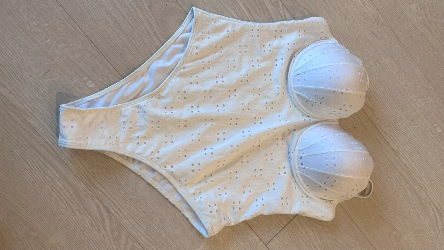 White Eyelet Swimsuit with Padded Cups - XL