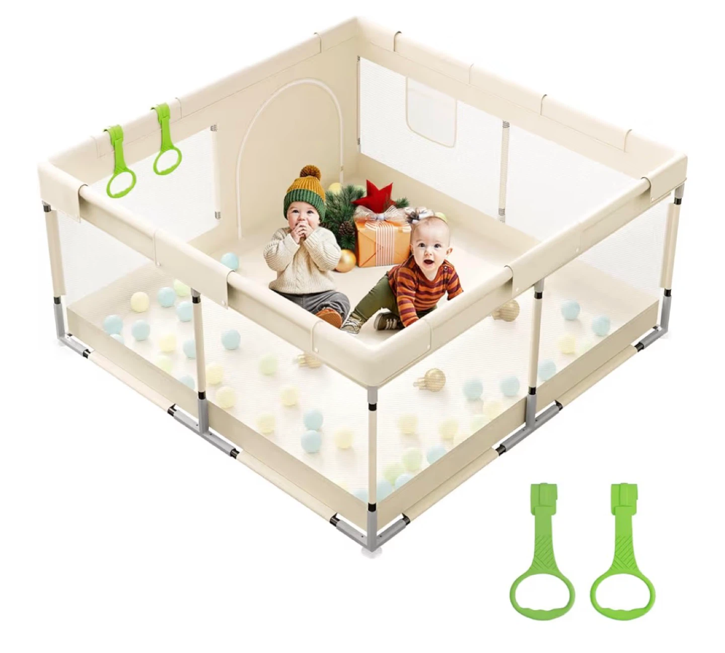 Baby Playpen with Balls and Pulling Rings