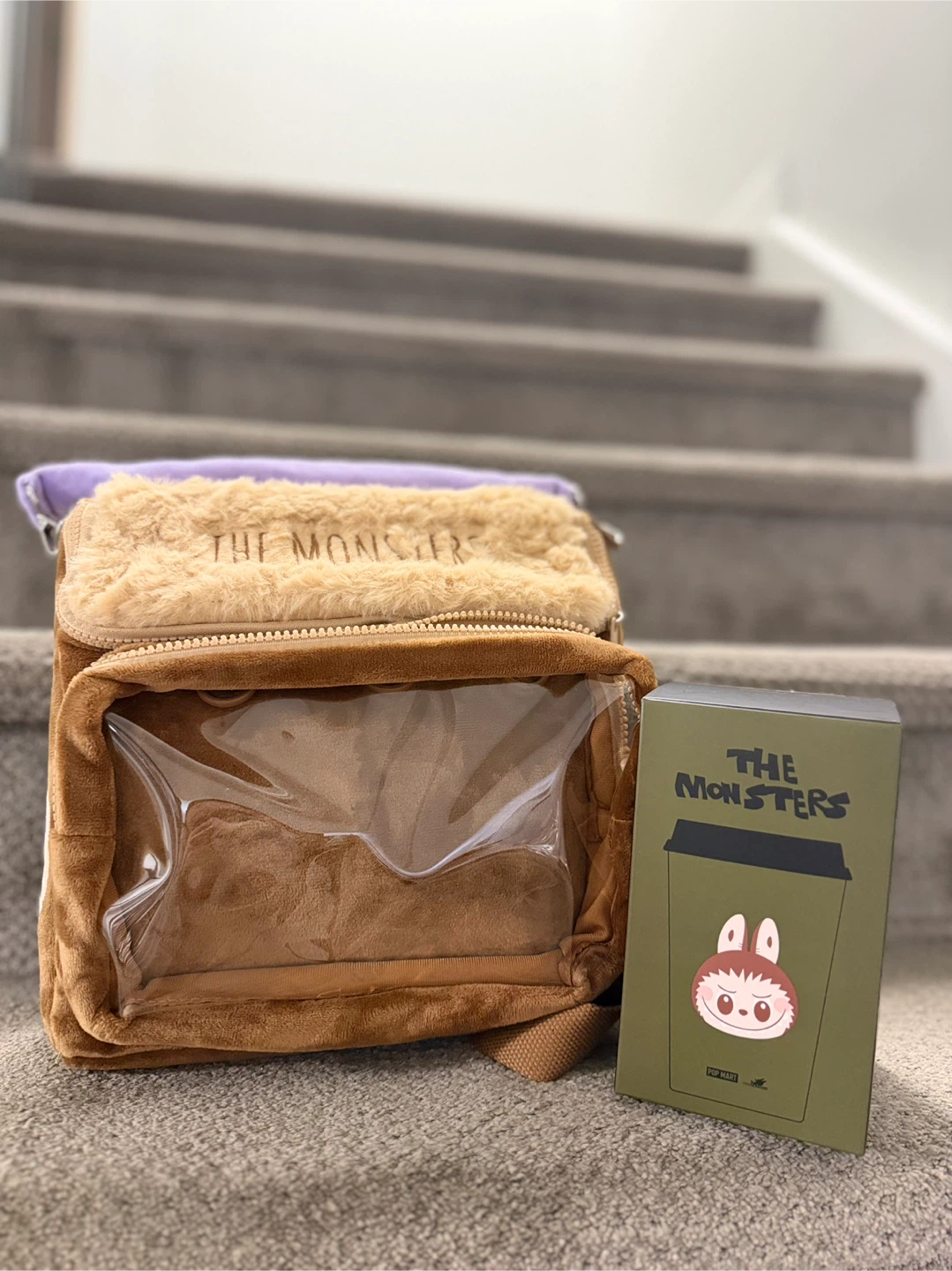 The Monsters Plush Backpack and coffe tumbler