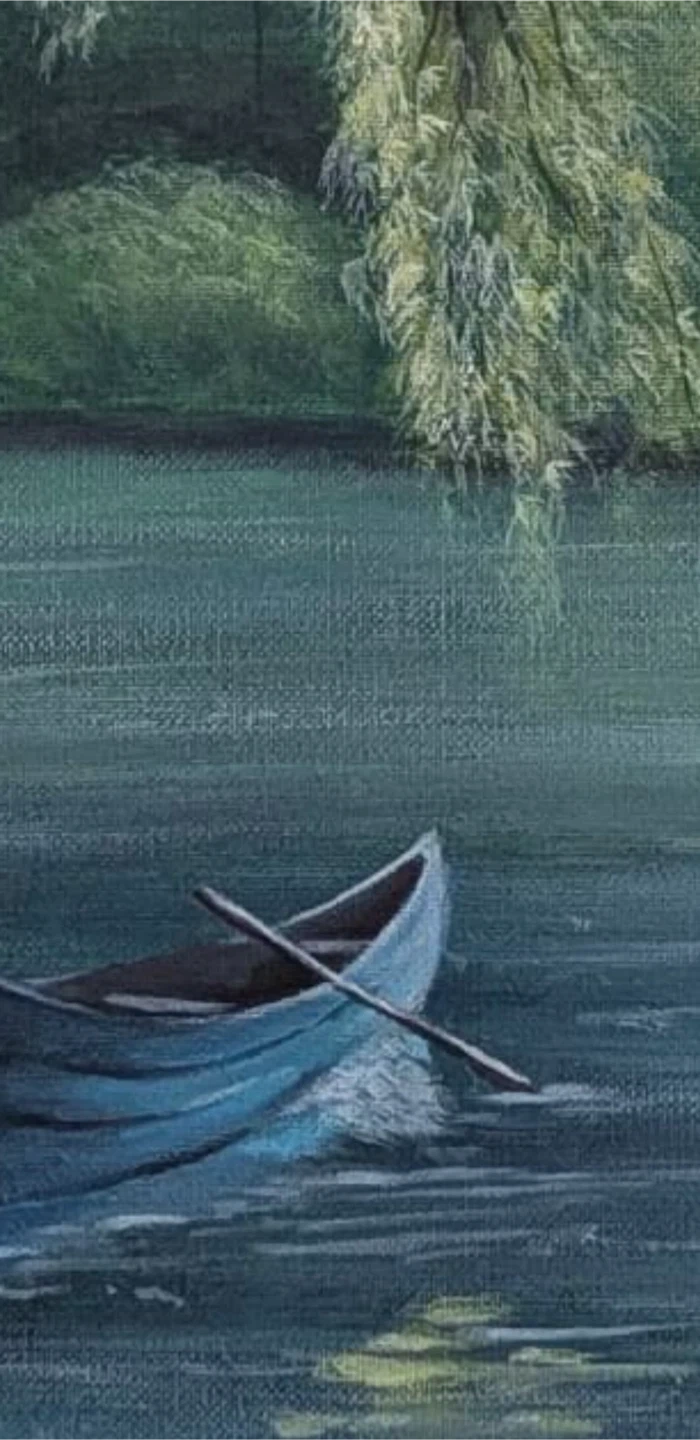 Handmade Painting| Acrylic| Boat| Greenery| Calming - photo 3