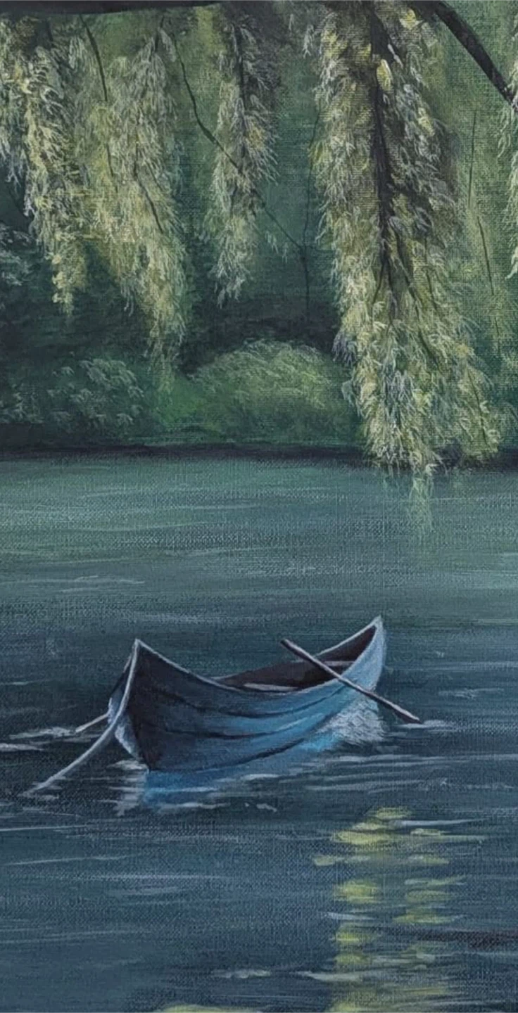 Handmade Painting| Acrylic| Boat| Greenery| Calming - photo 2