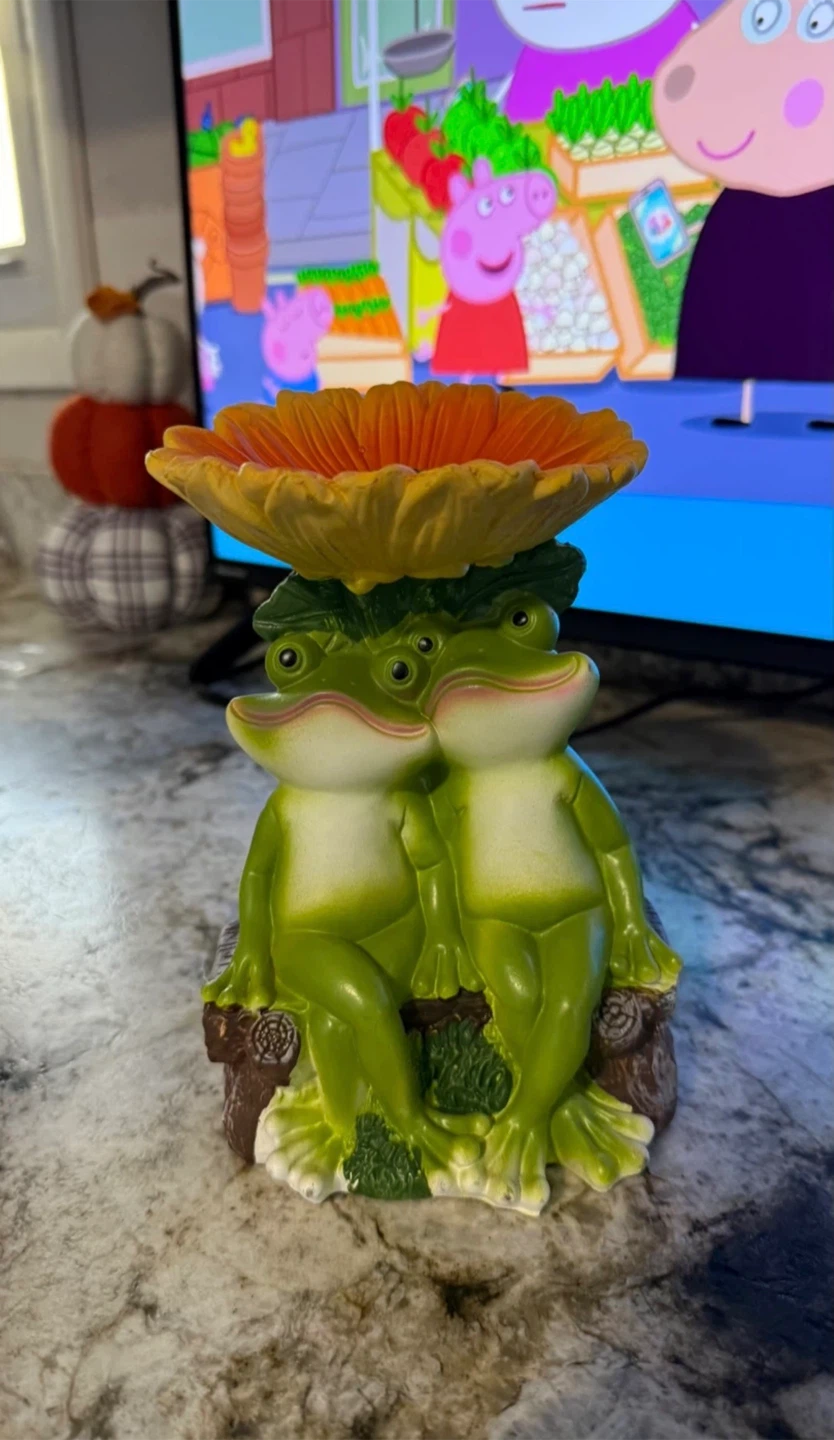 New Frog Couple Flower Trinket Dish Figurine - photo 4