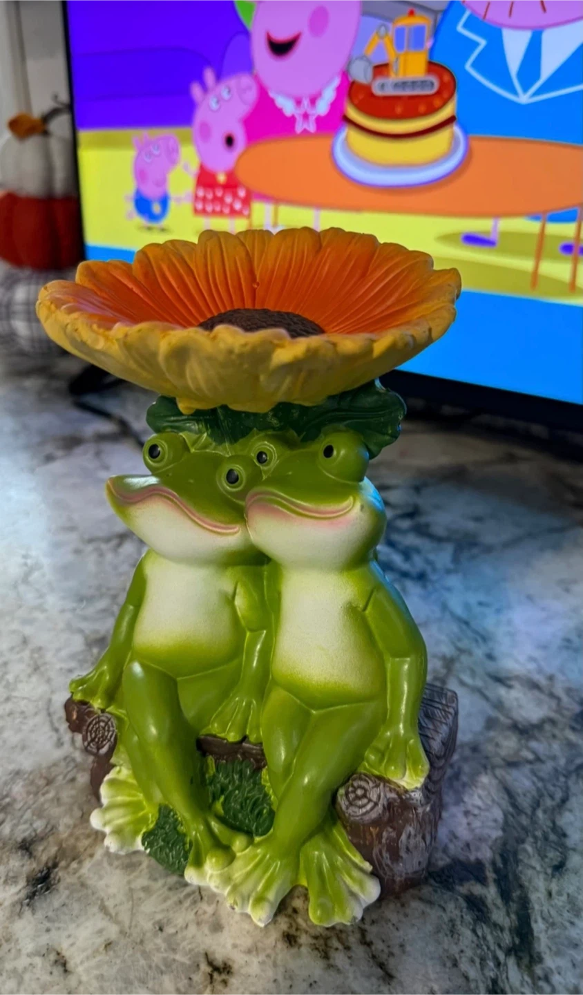 New Frog Couple Flower Trinket Dish Figurine