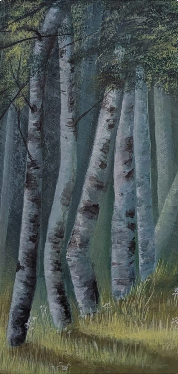 Birch Tree Forest Landscape Painting - photo 2