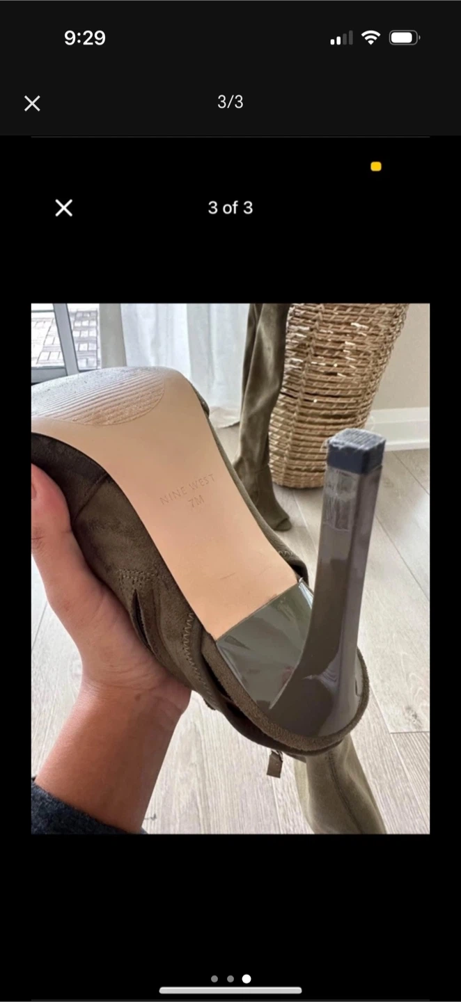 Chic Olive Nine West Knee-High Peep-Toe Stilettos – Size 7 - photo 2