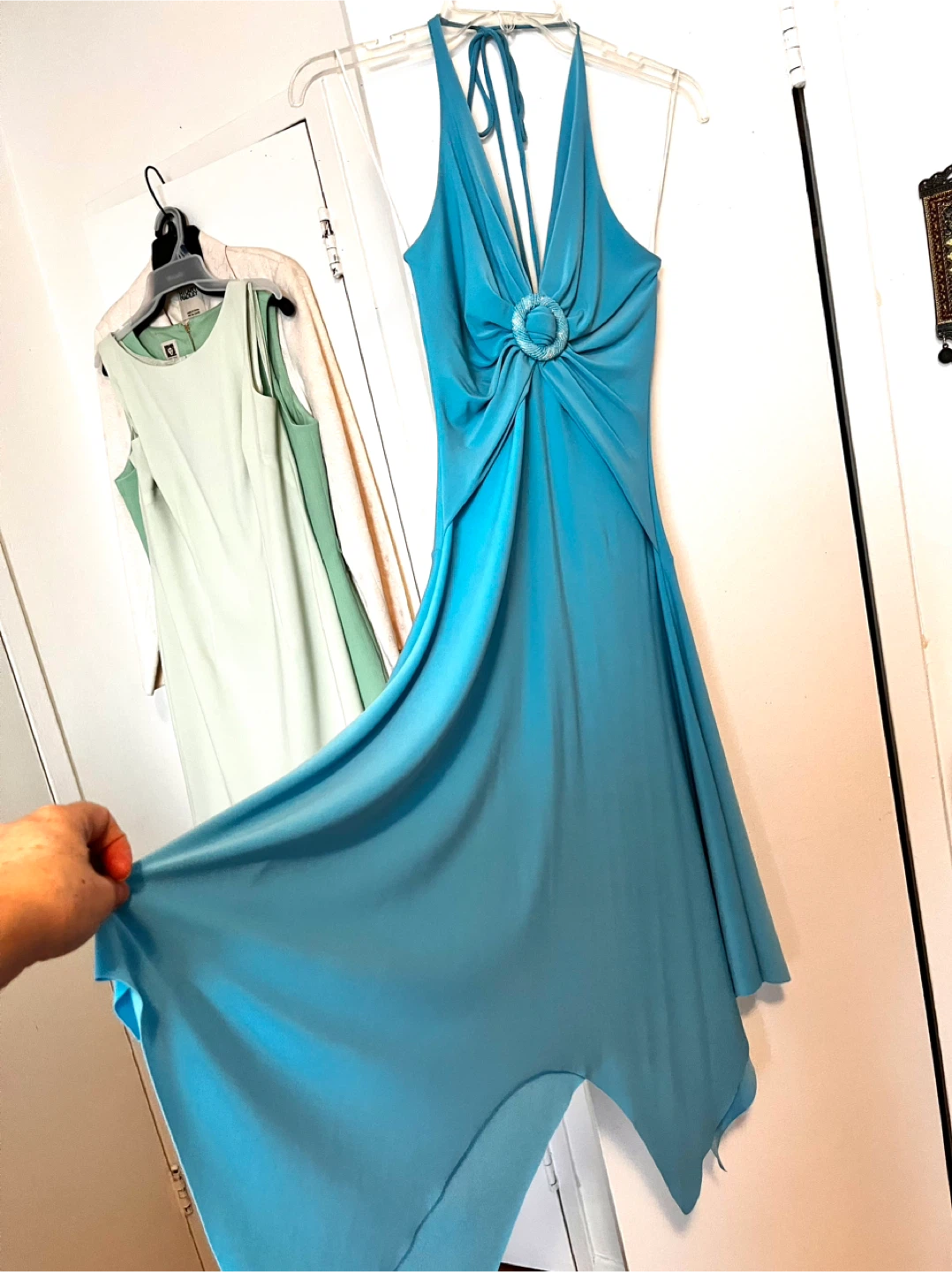 Turquoise Halter Neck Dress with Ring Detail - photo 5