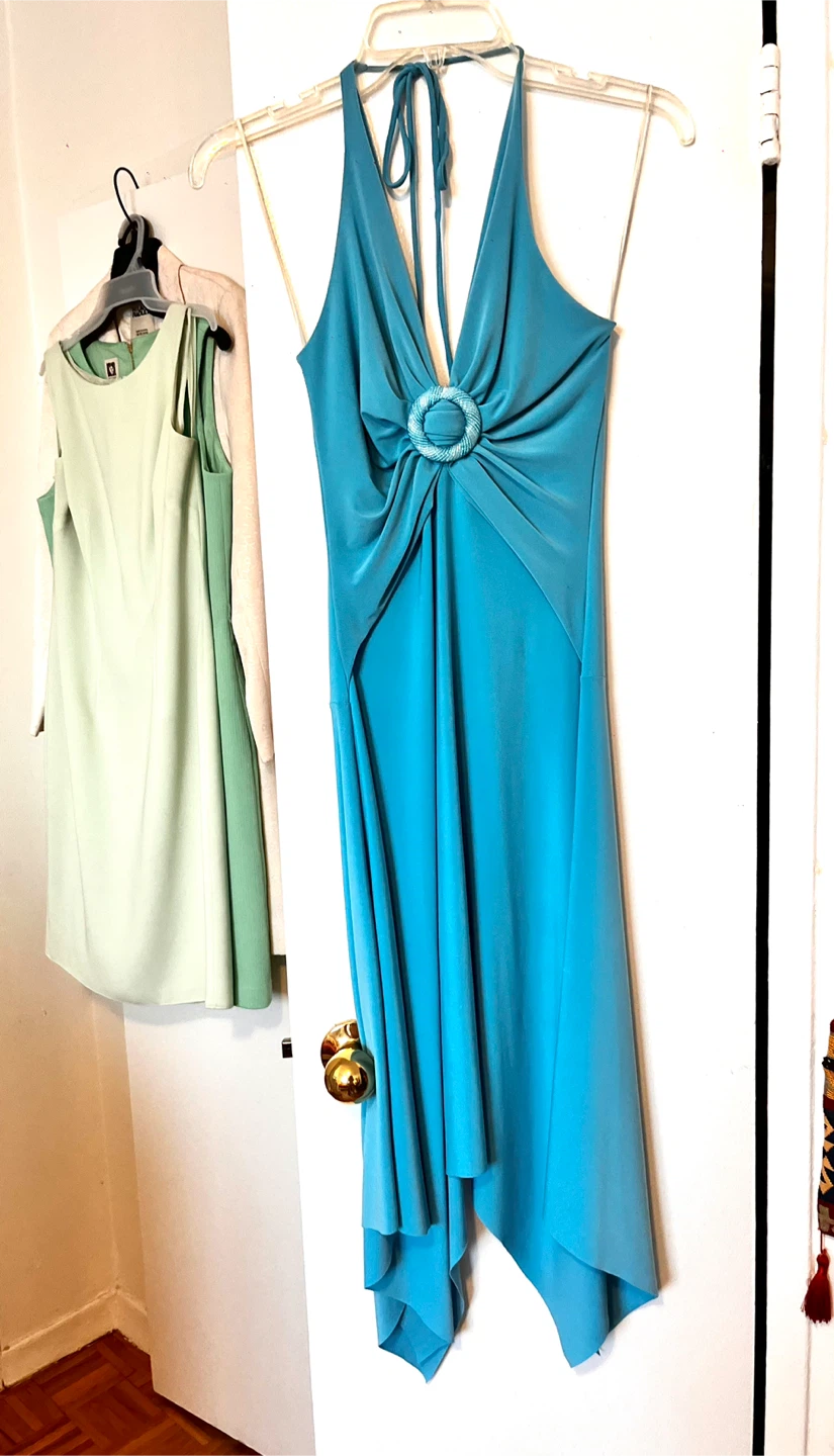 Turquoise Halter Neck Dress with Ring Detail - photo 2