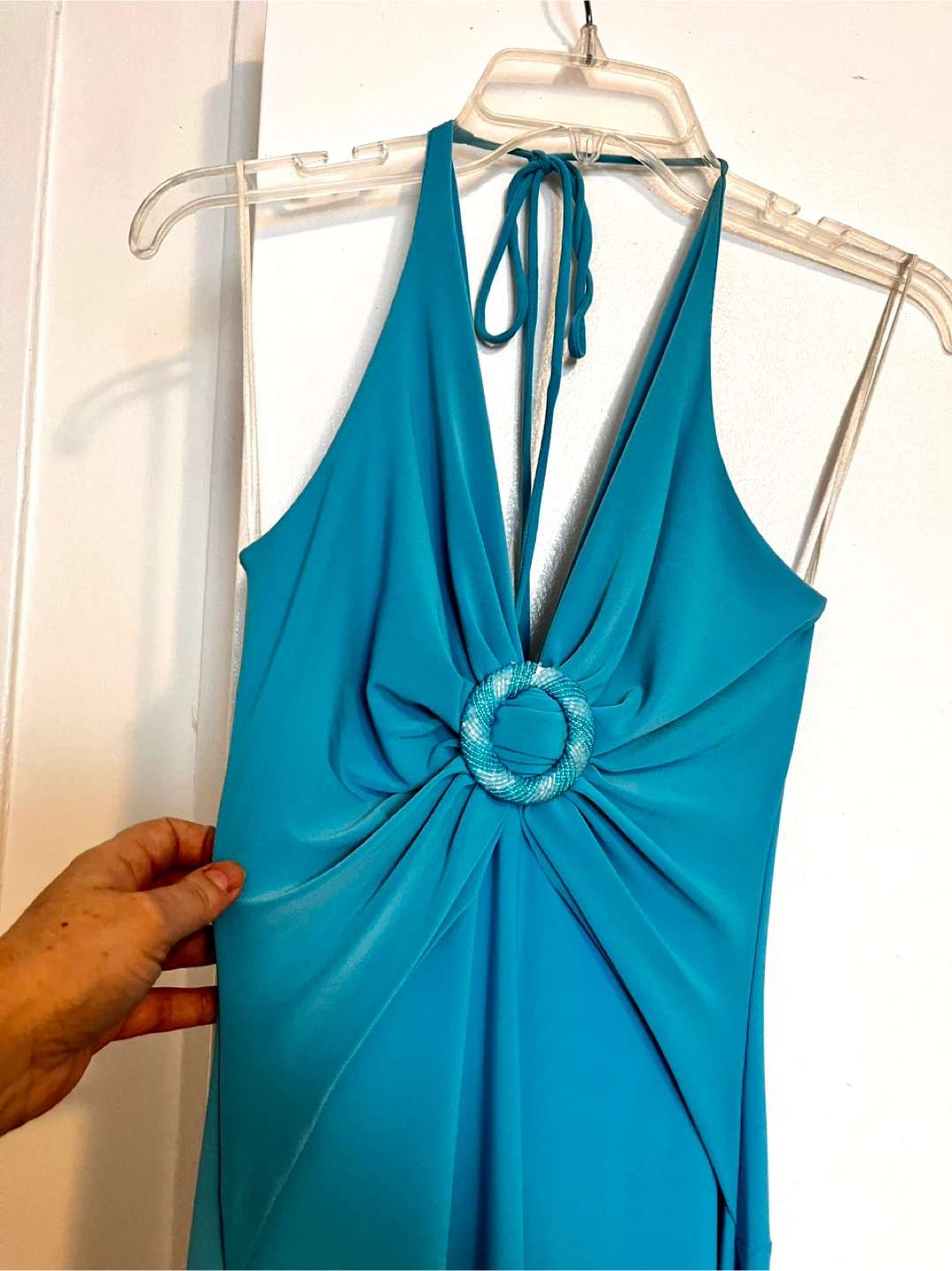 Turquoise Halter Neck Dress with Ring Detail - photo 3