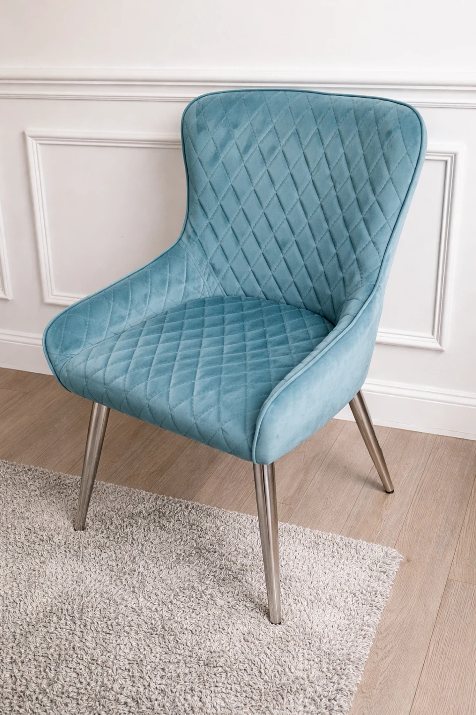 Teal Velvet Accent Chair with Diamond Tufting