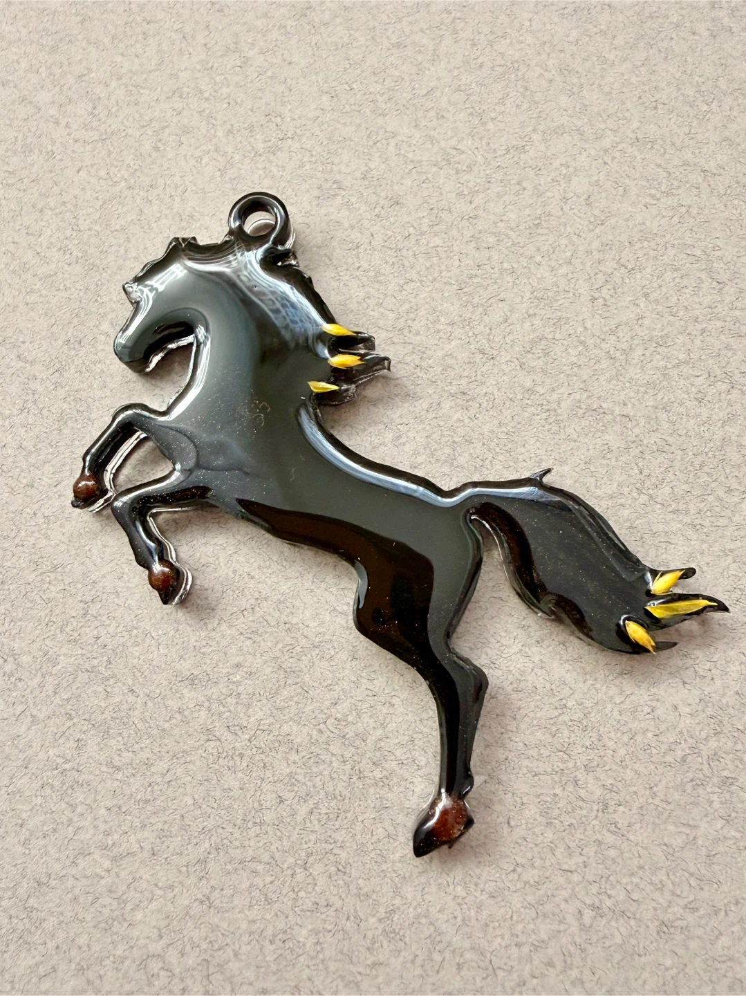 Handmade Resin Mustang Charm • 2” × 4.5”