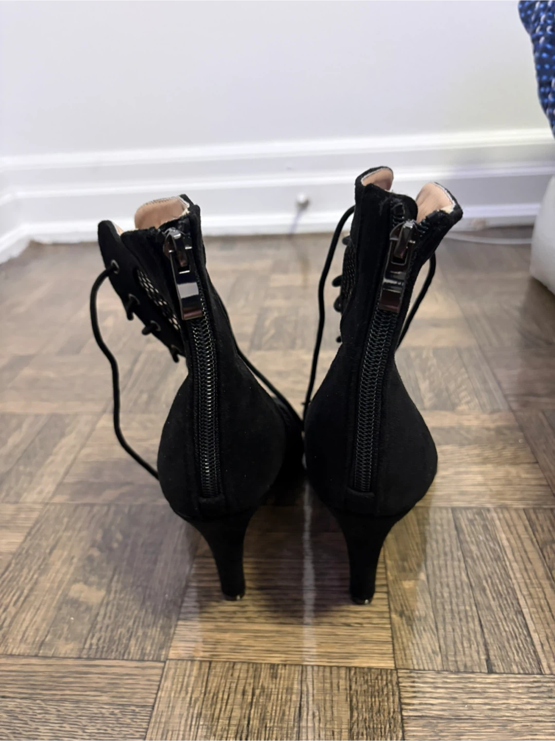 Black Lace-Up Mesh Heels - photo 2