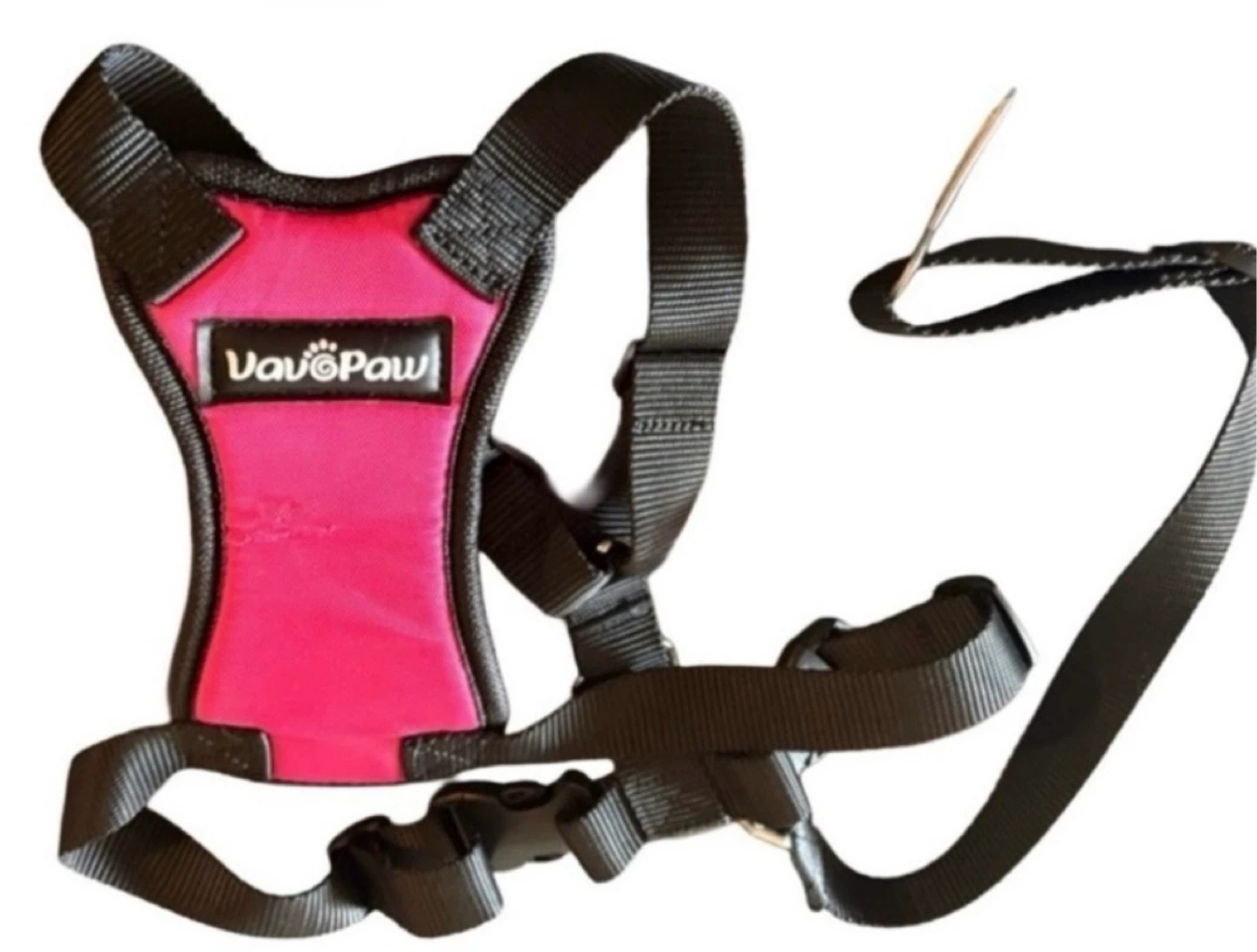 Dog Car Seatbelt Harness — Pink & Black Safety Clip | Size Small