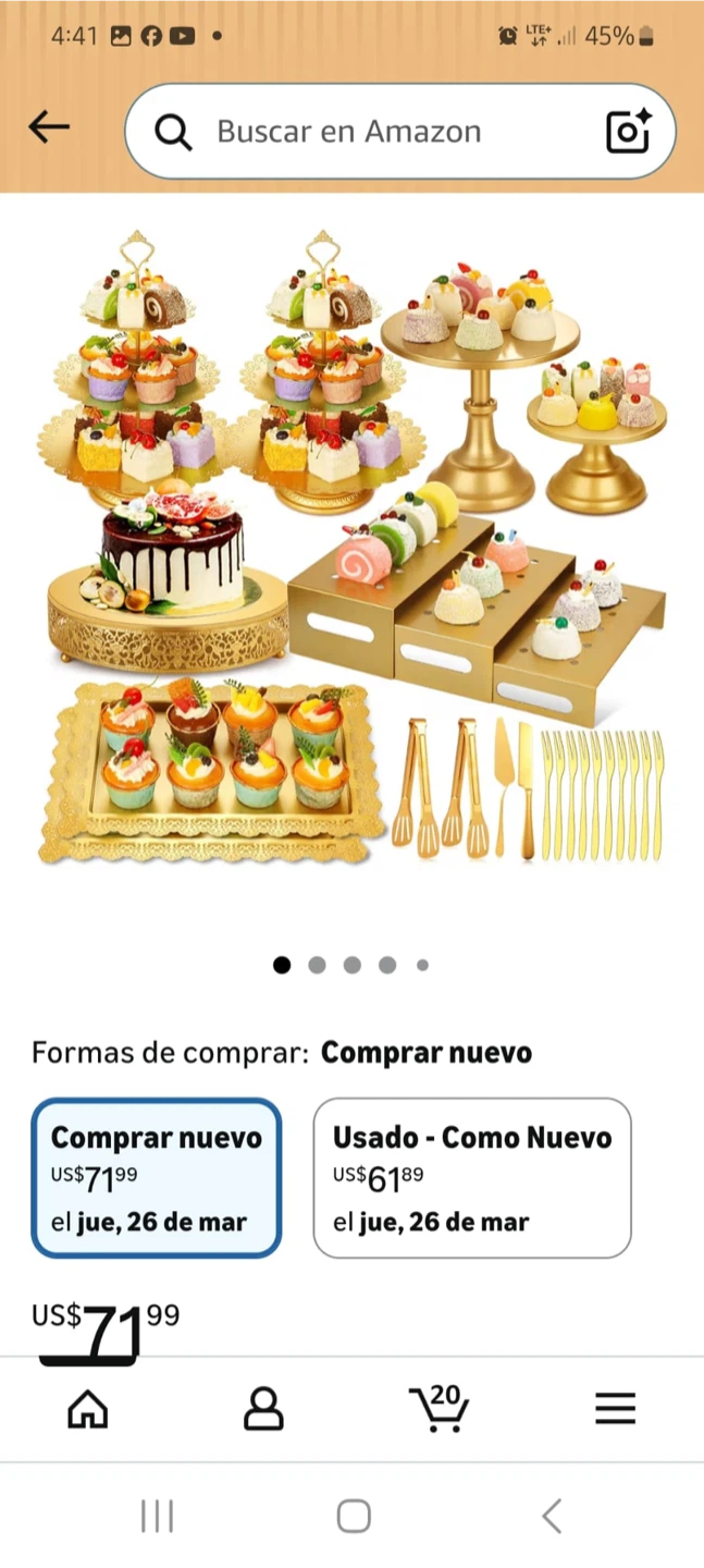 Gold Dessert Stands and Serving Set