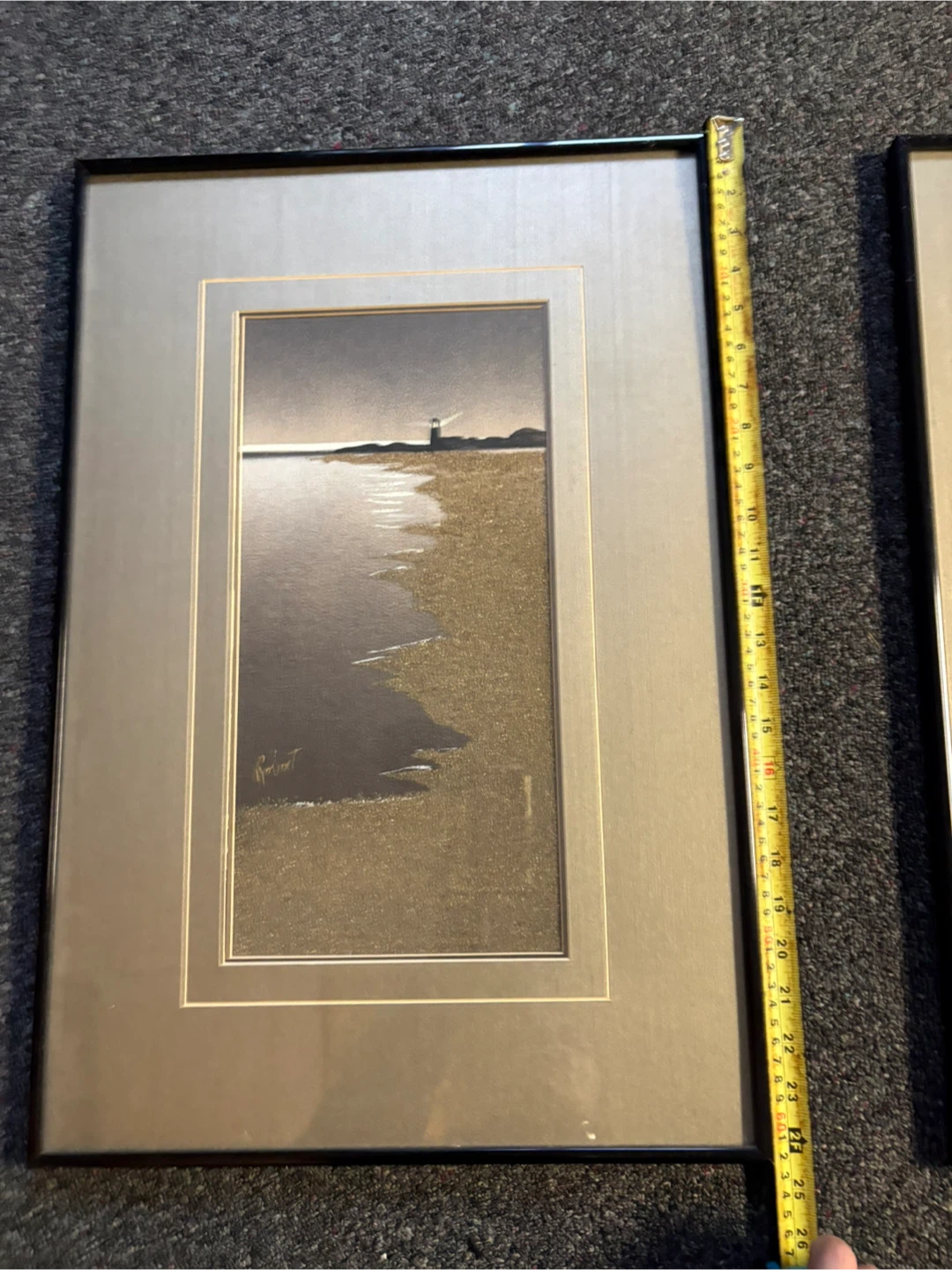 Framed Artwork - Seaside Lighthouse Scene