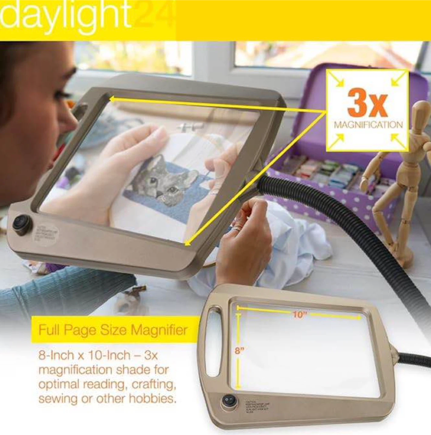 Daylight 24 Full Page Magnifier - 8" x 10" - 3x Magnification