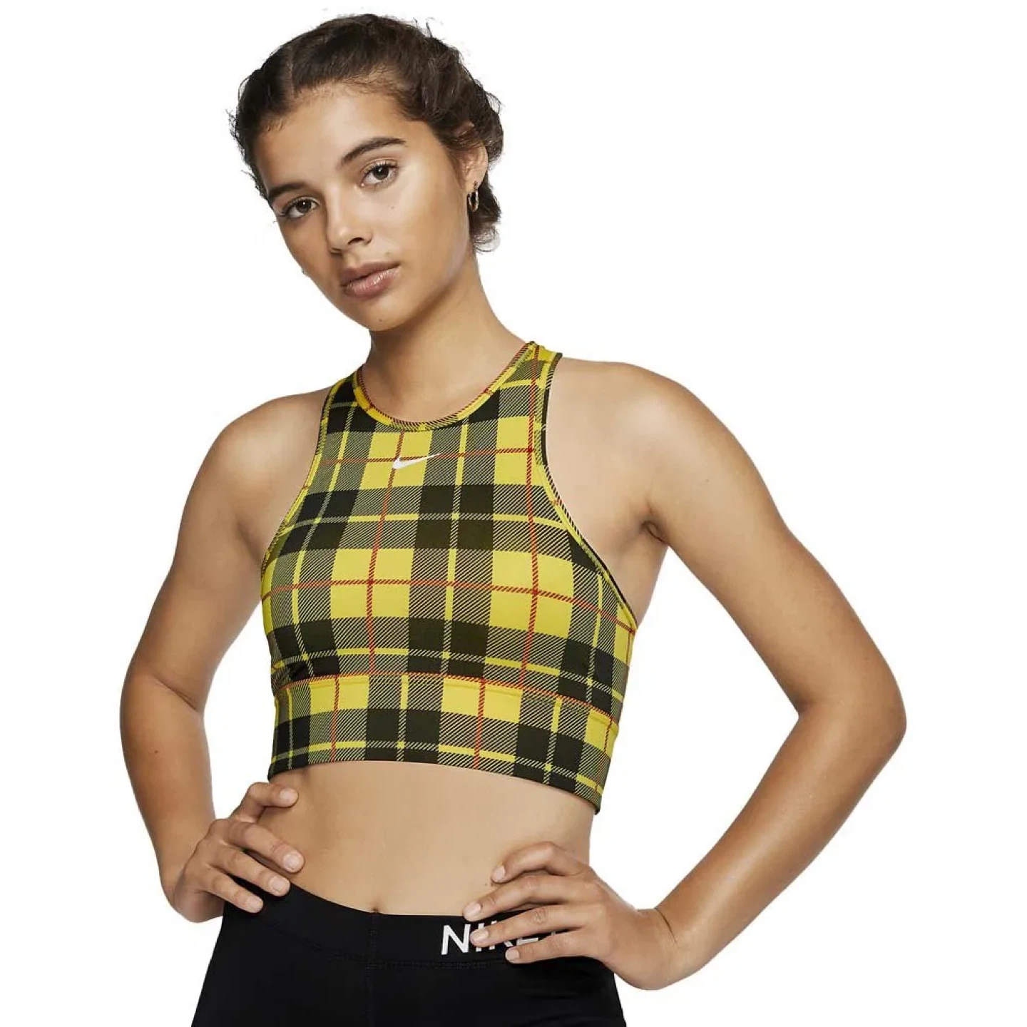 Nike Dri-Fit Sports Bra - Yellow Plaid - Size S - photo 2