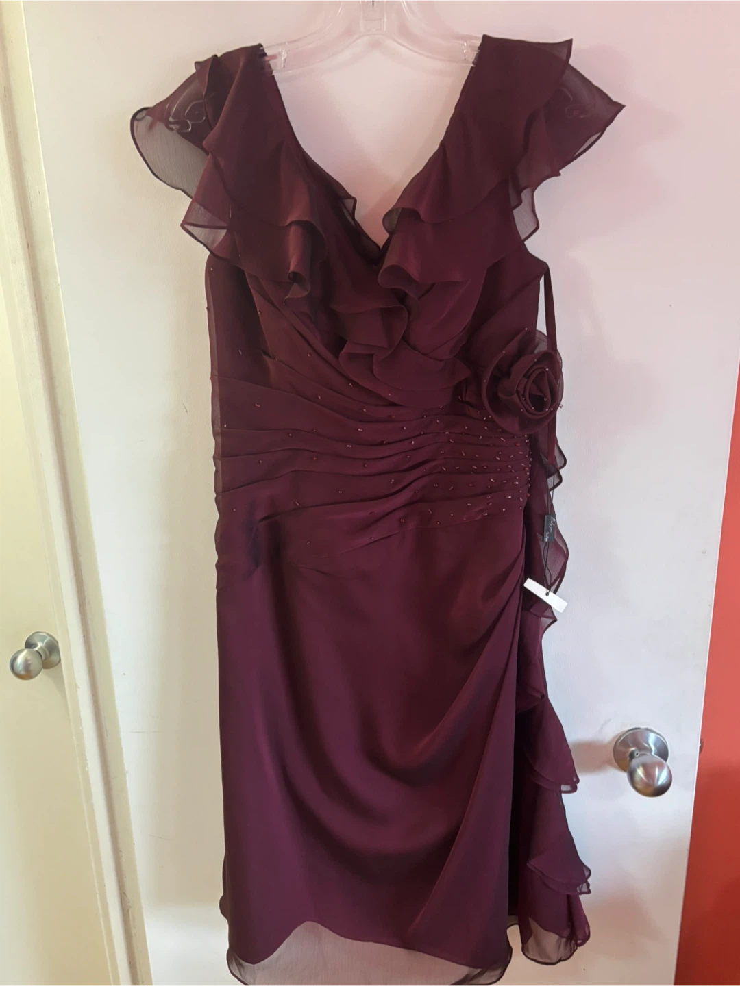 Only You Burgundy Ruffle Dress Size 8