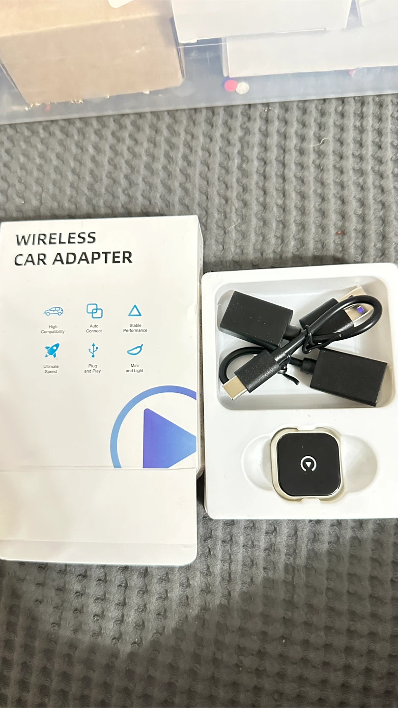 Wireless Car Adapter with USB-C and USB-A Cables