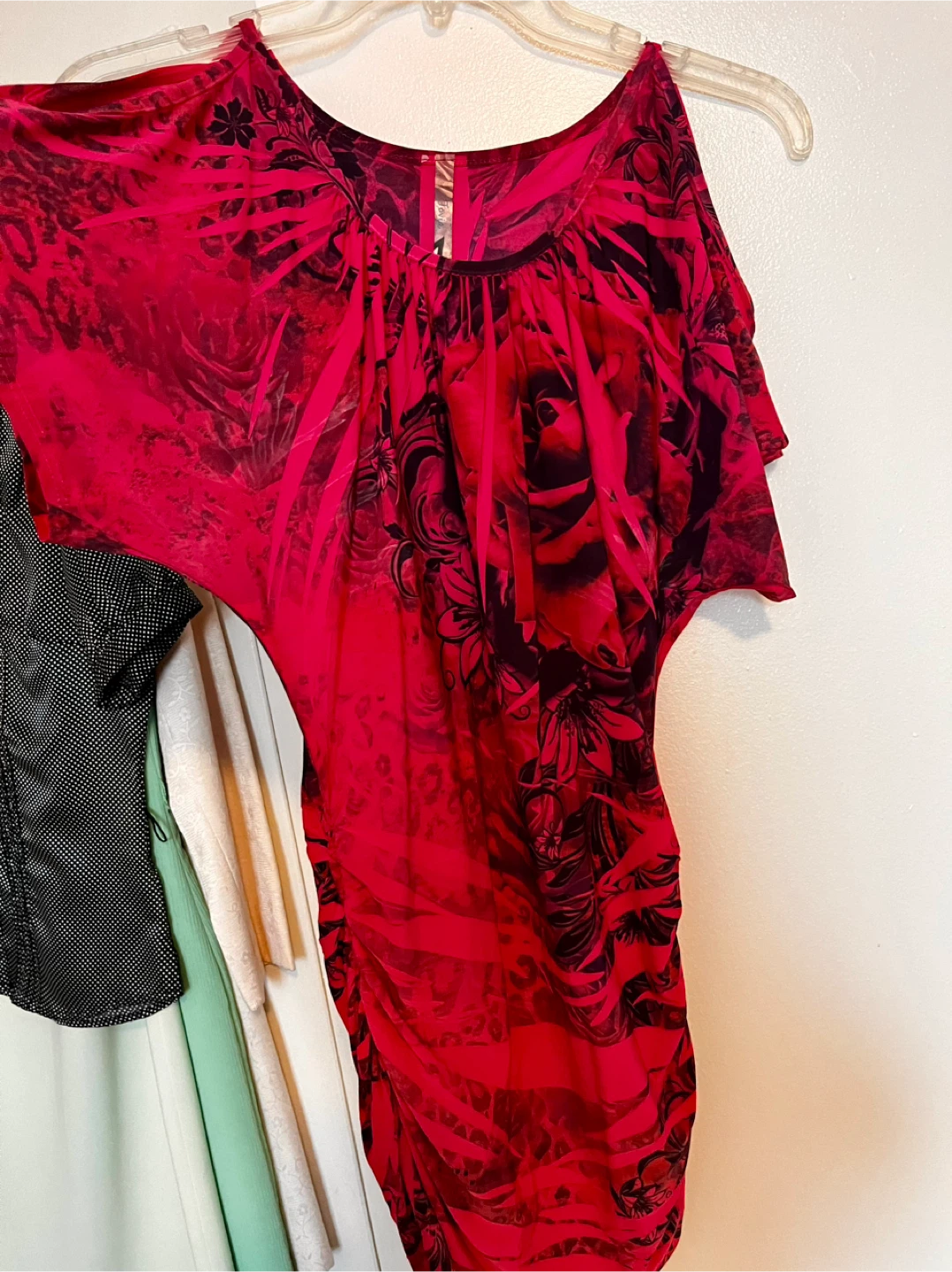 Women's Pink Ruched BlackCold Shoulder Top - photo 2