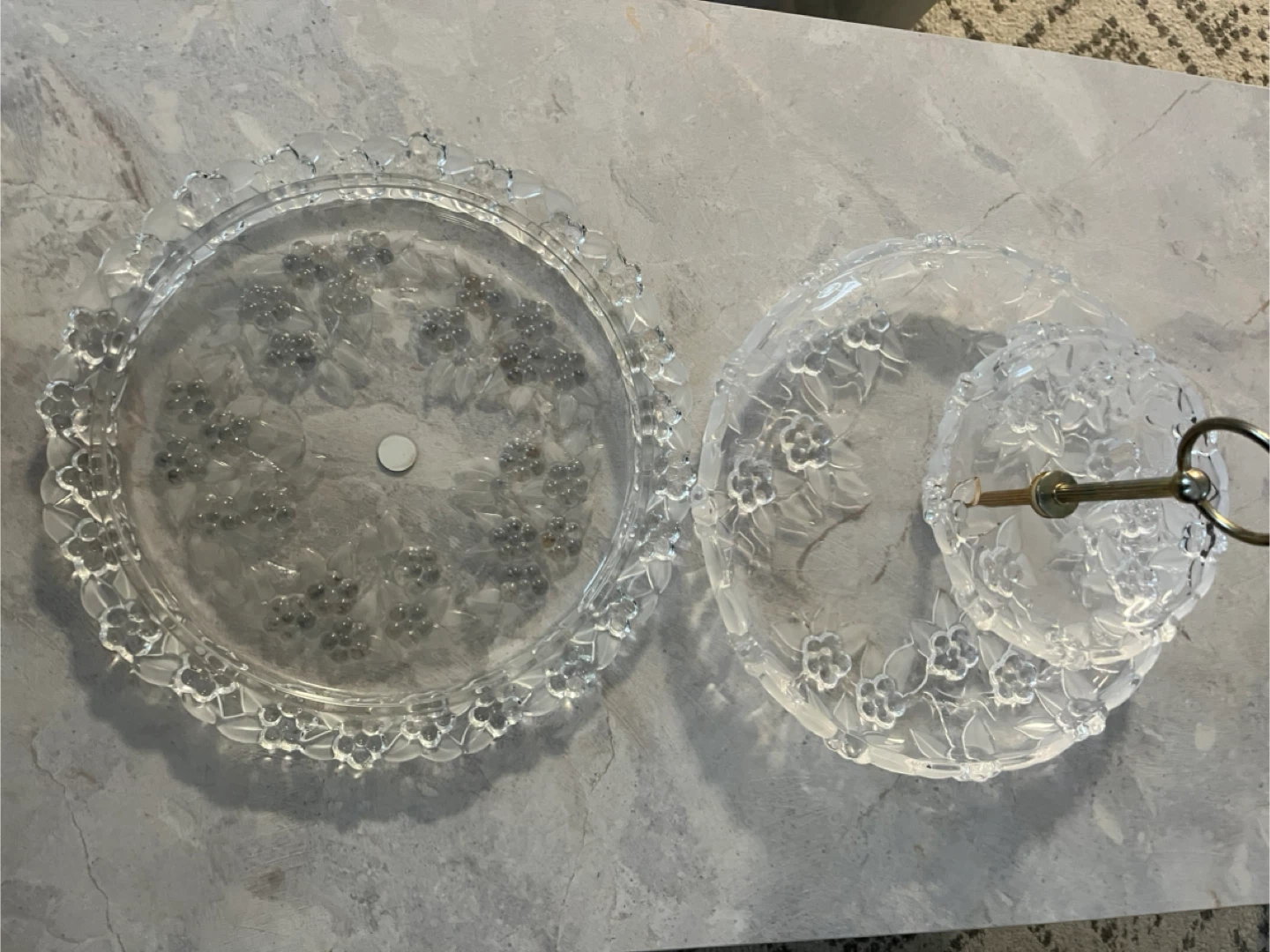 Clear Glass Floral Tiered Serving Stand - photo 2