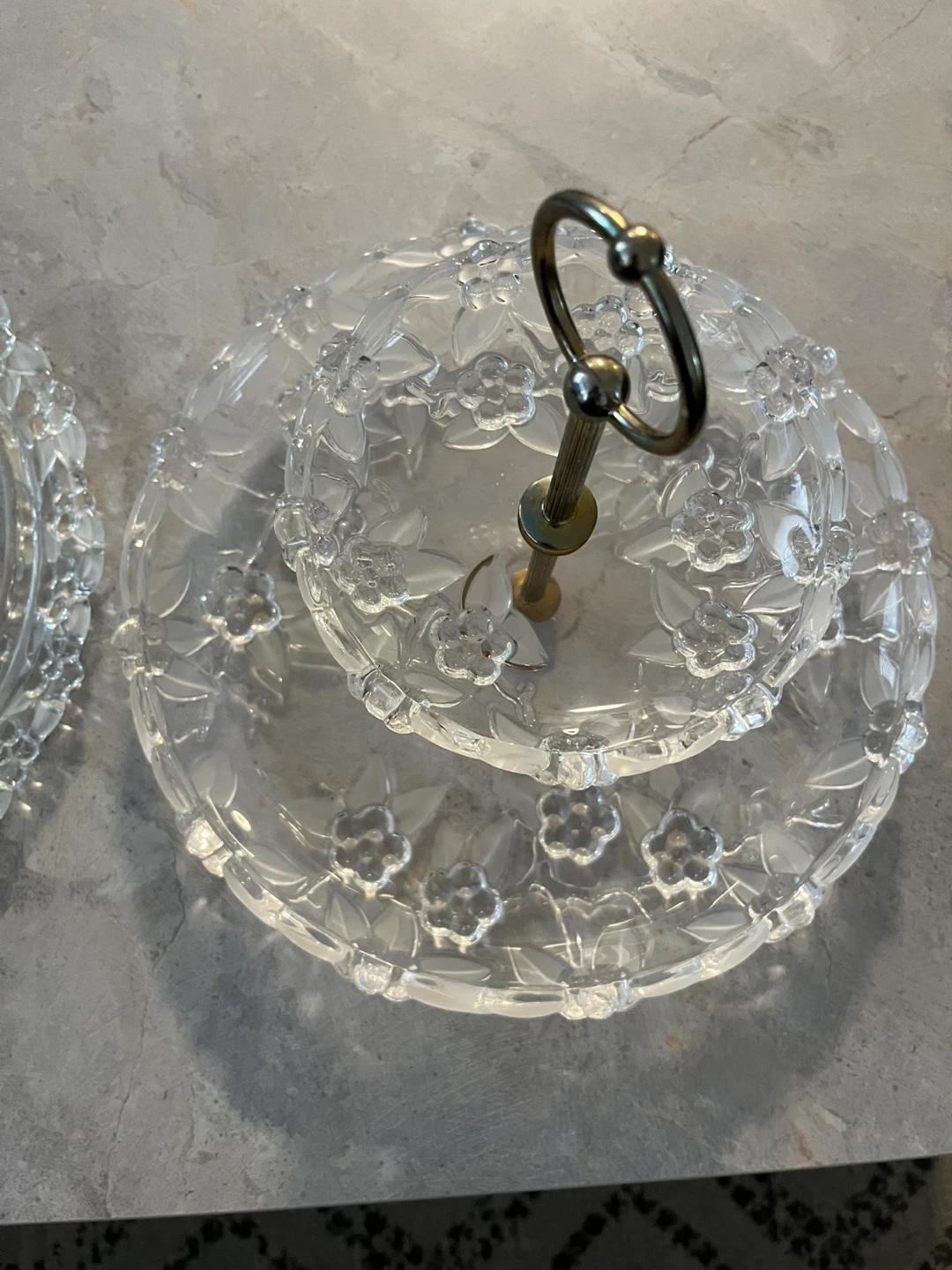 Clear Glass Floral Tiered Serving Stand - photo 5