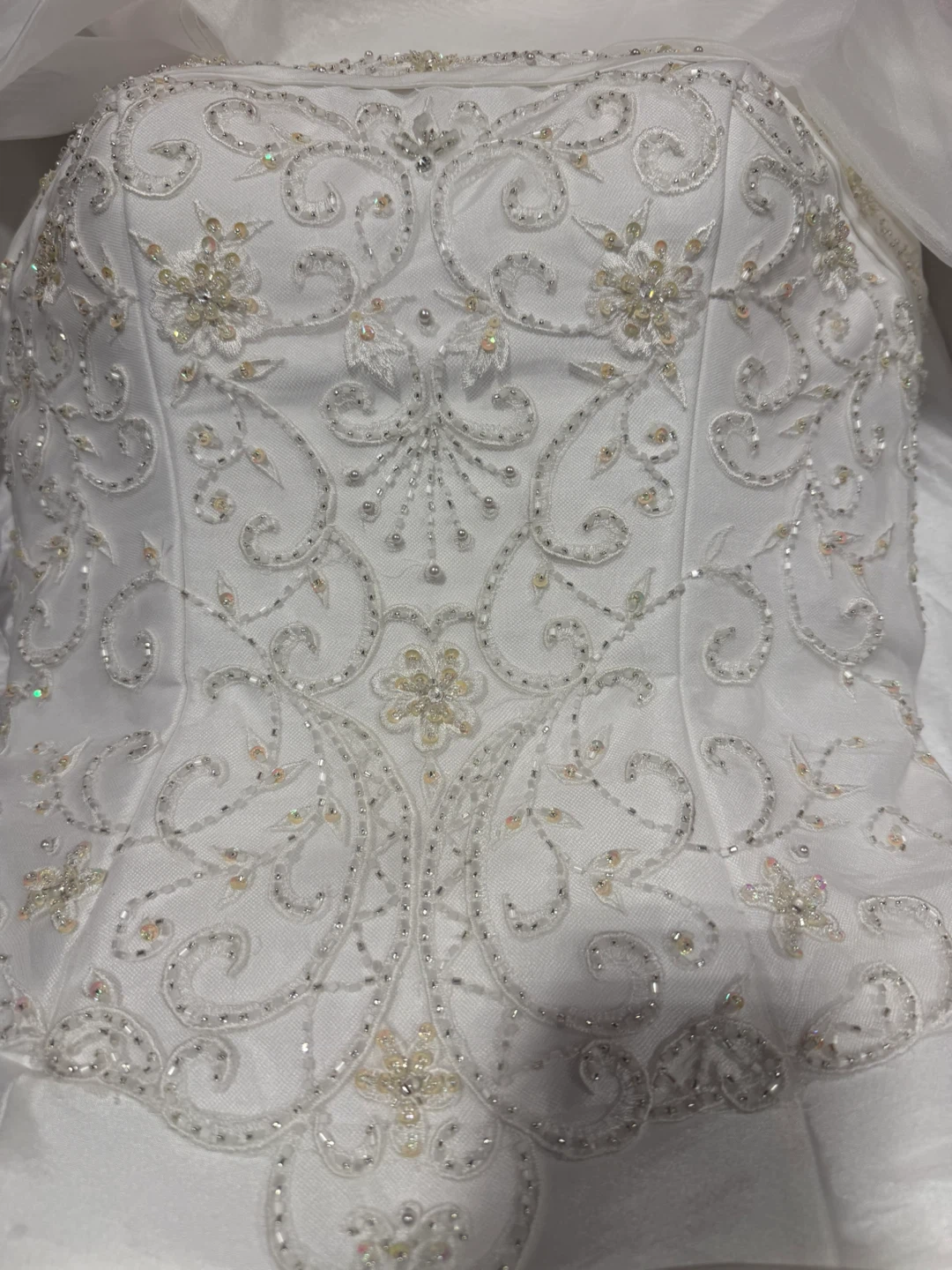 Monique's Collection White Beaded Strapless Wedding Dress Size M - photo 5