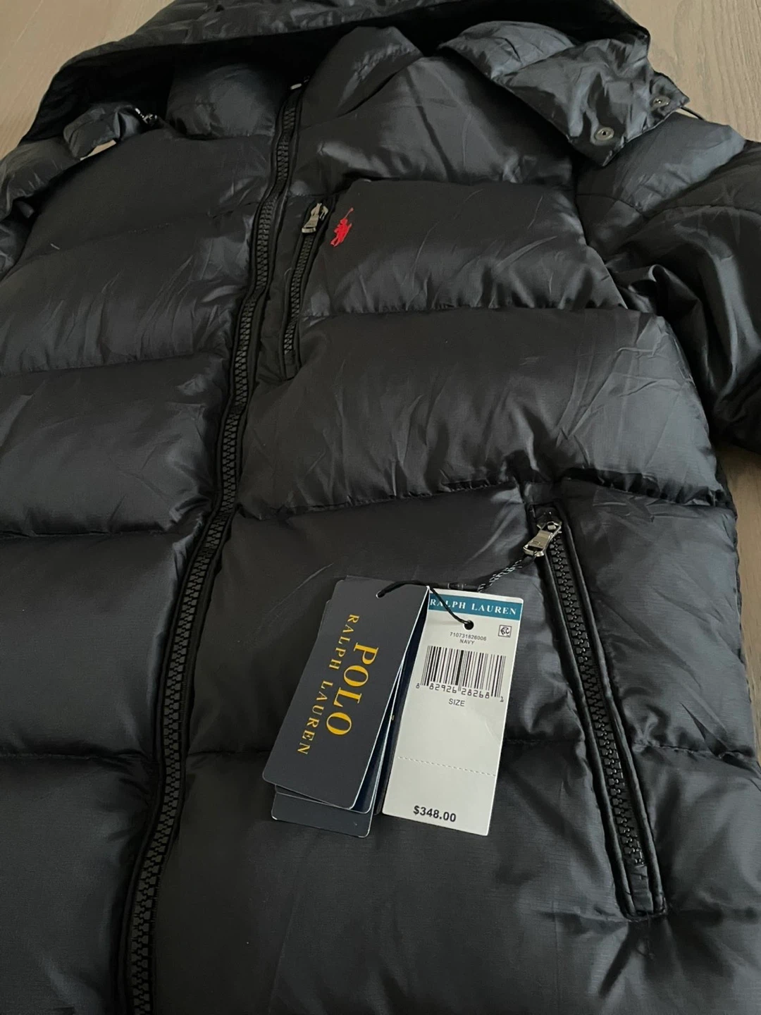 Black polo puffer jacket