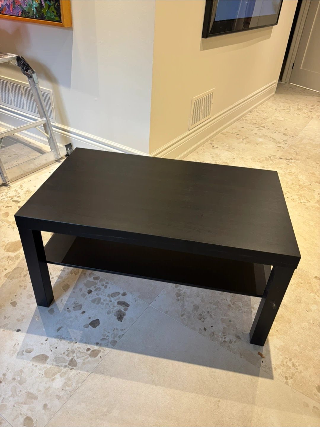 Black, Brown Coffee Table with Shelf