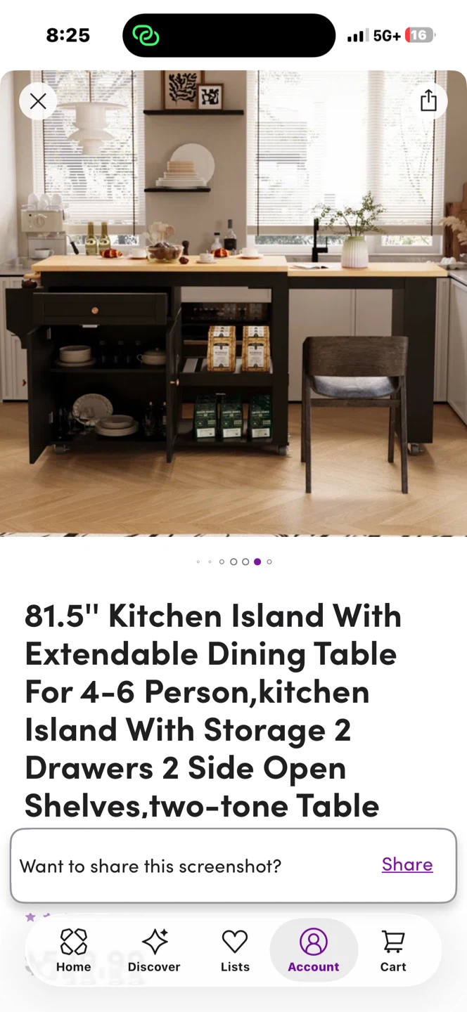 New, 81.5" Kitchen Island With Extendable Dining Table - photo 3