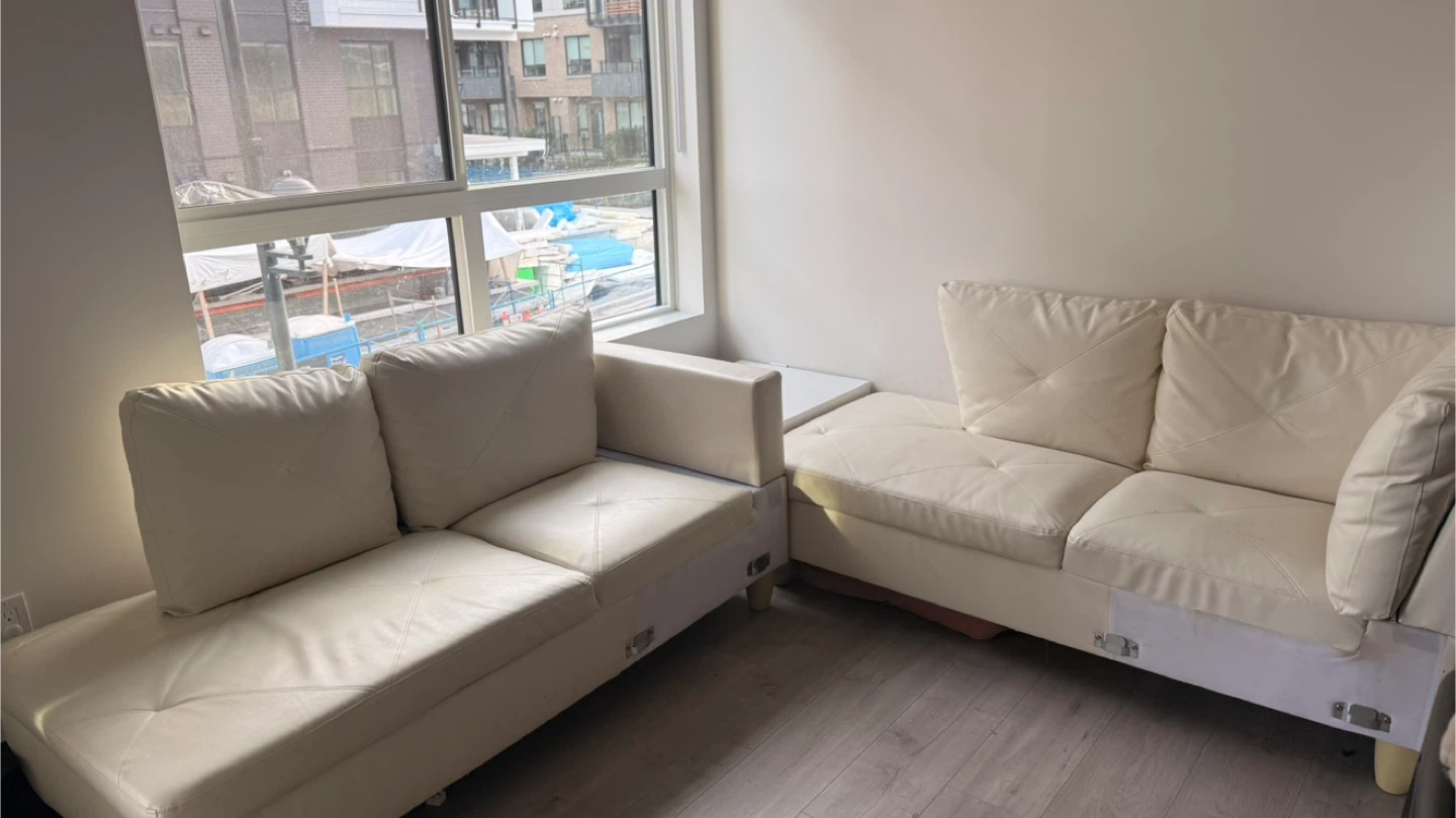 White Leather Sectional Sofa - photo 2