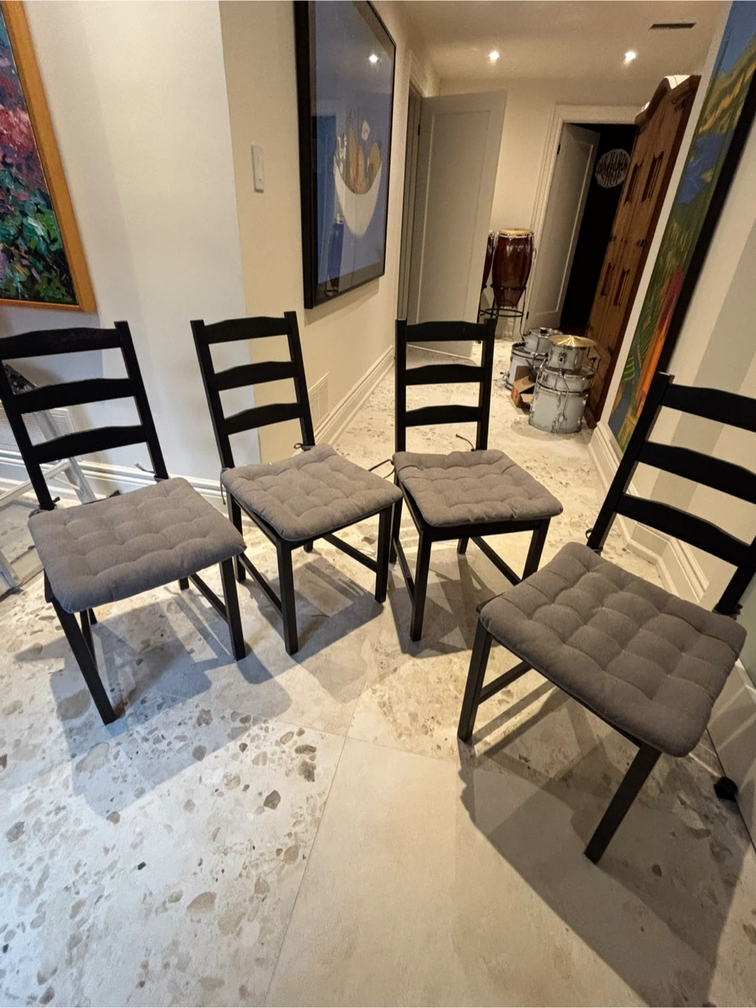 Set of 4 Black Dining Chairs and Table - photo 2