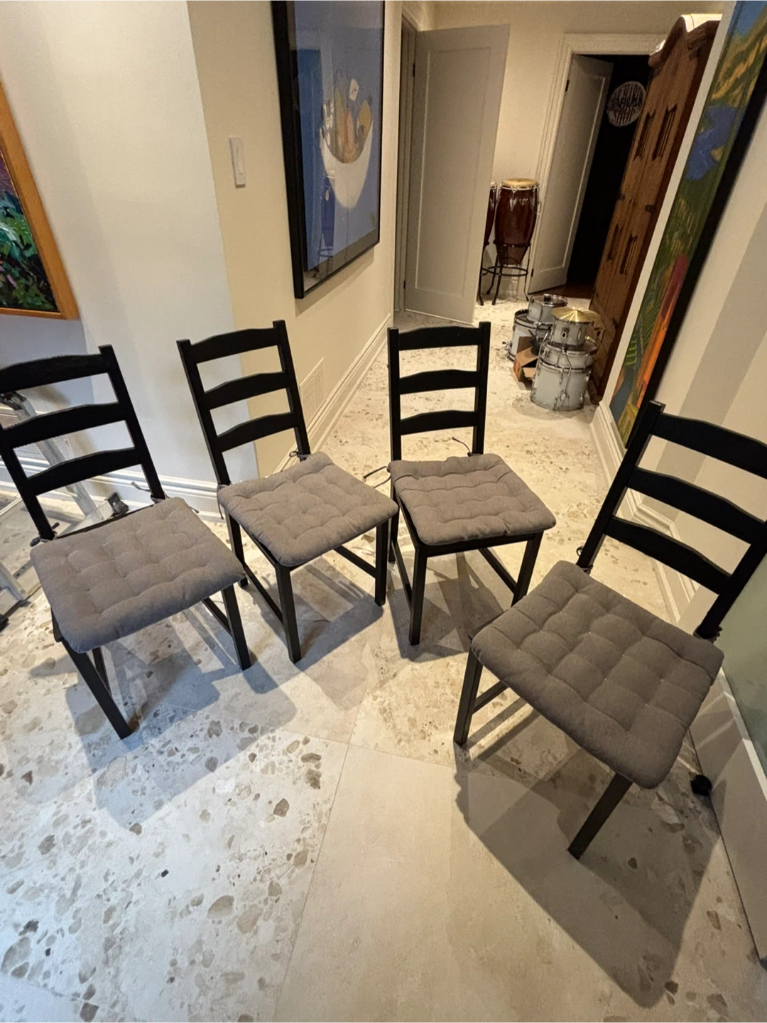 Set of 4 Black Dining Chairs and Table