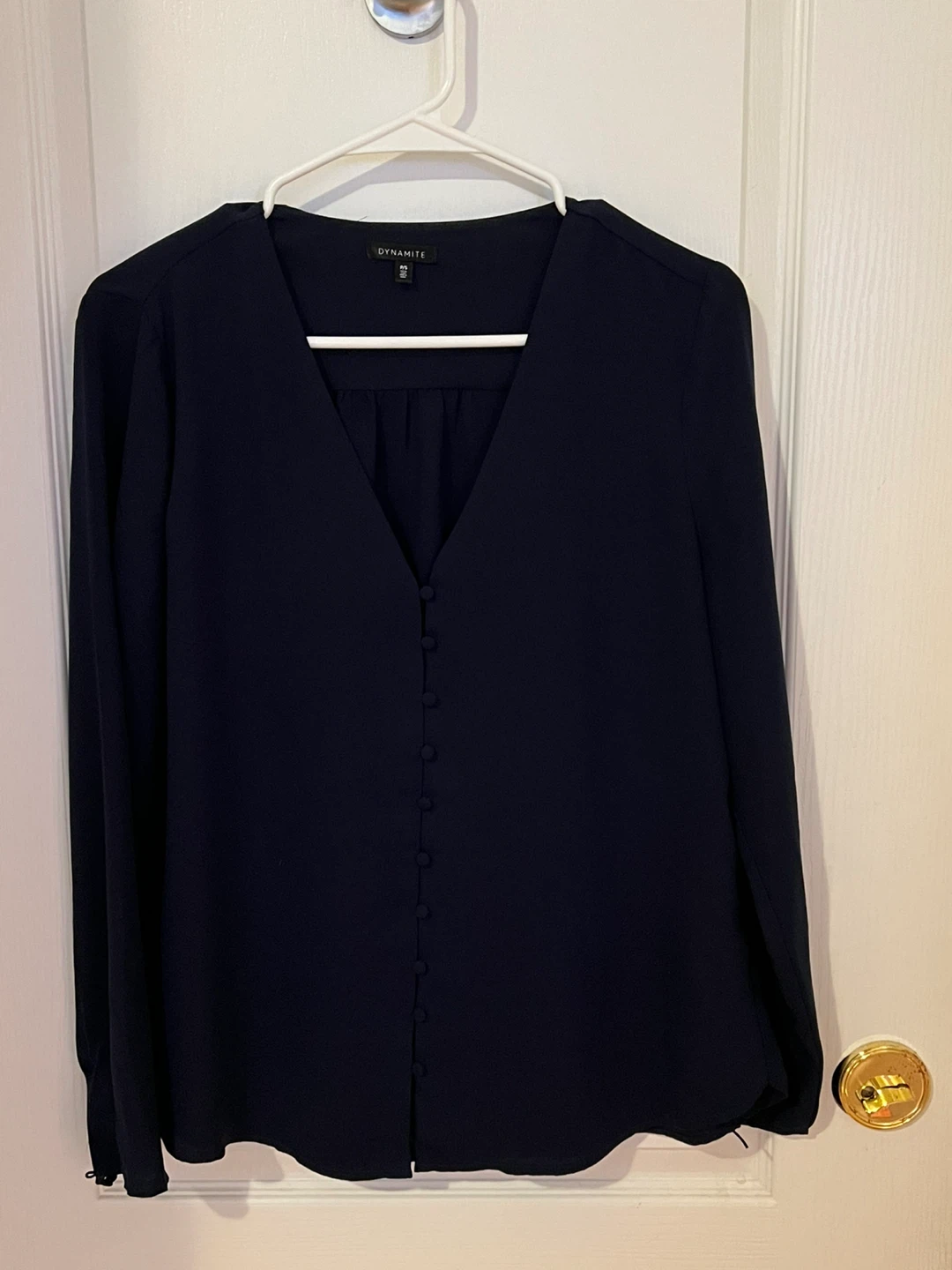 Dynamite Navy Blue Button-Up Blouse