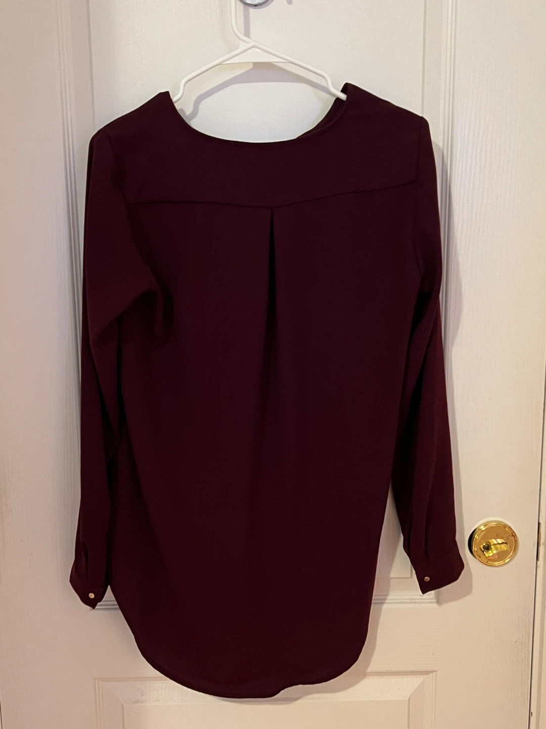 Women's Burgundy V-Neck Long Sleeve Top - photo 2