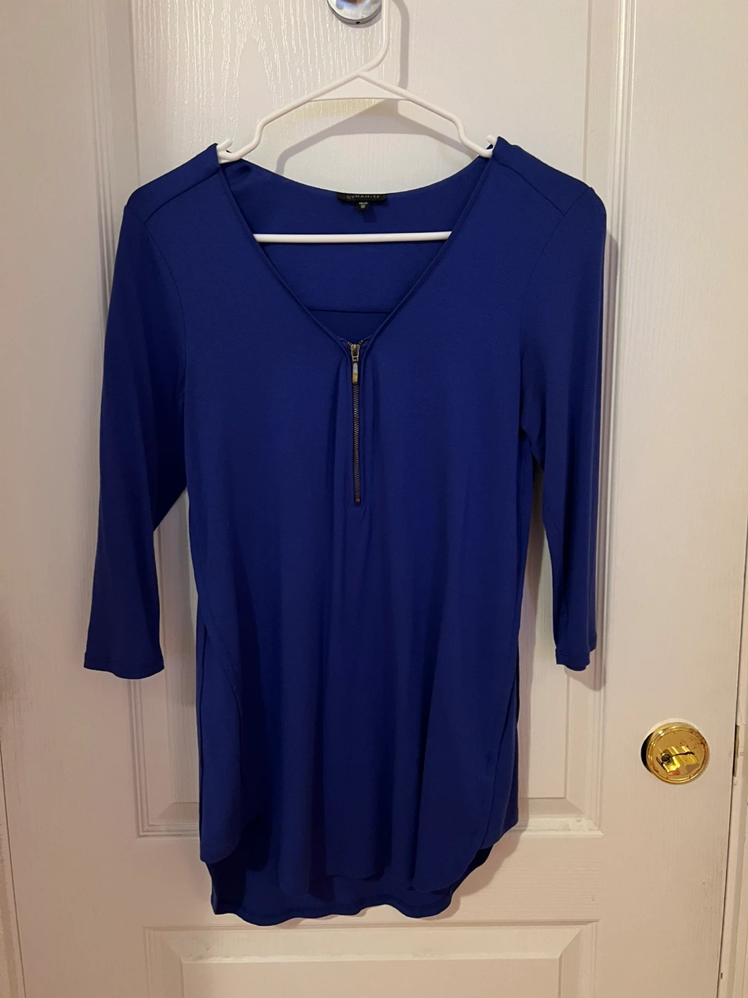 Royal Blue Zipper Neck Top