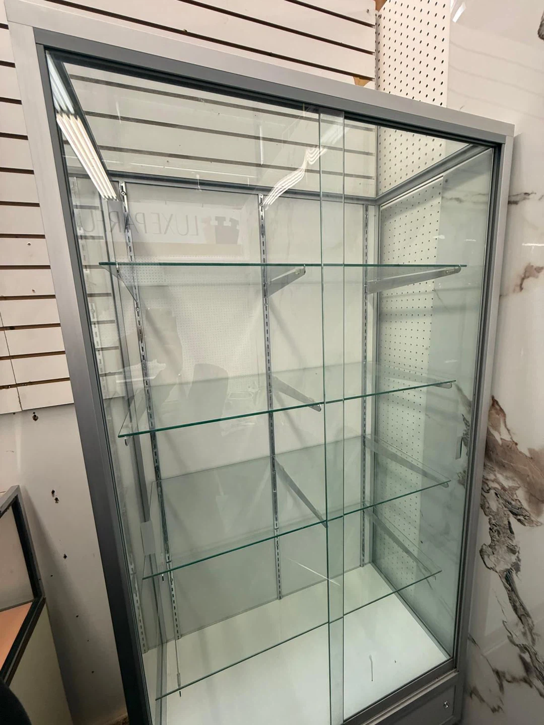 Glass Display Cabinet with Sliding Doors