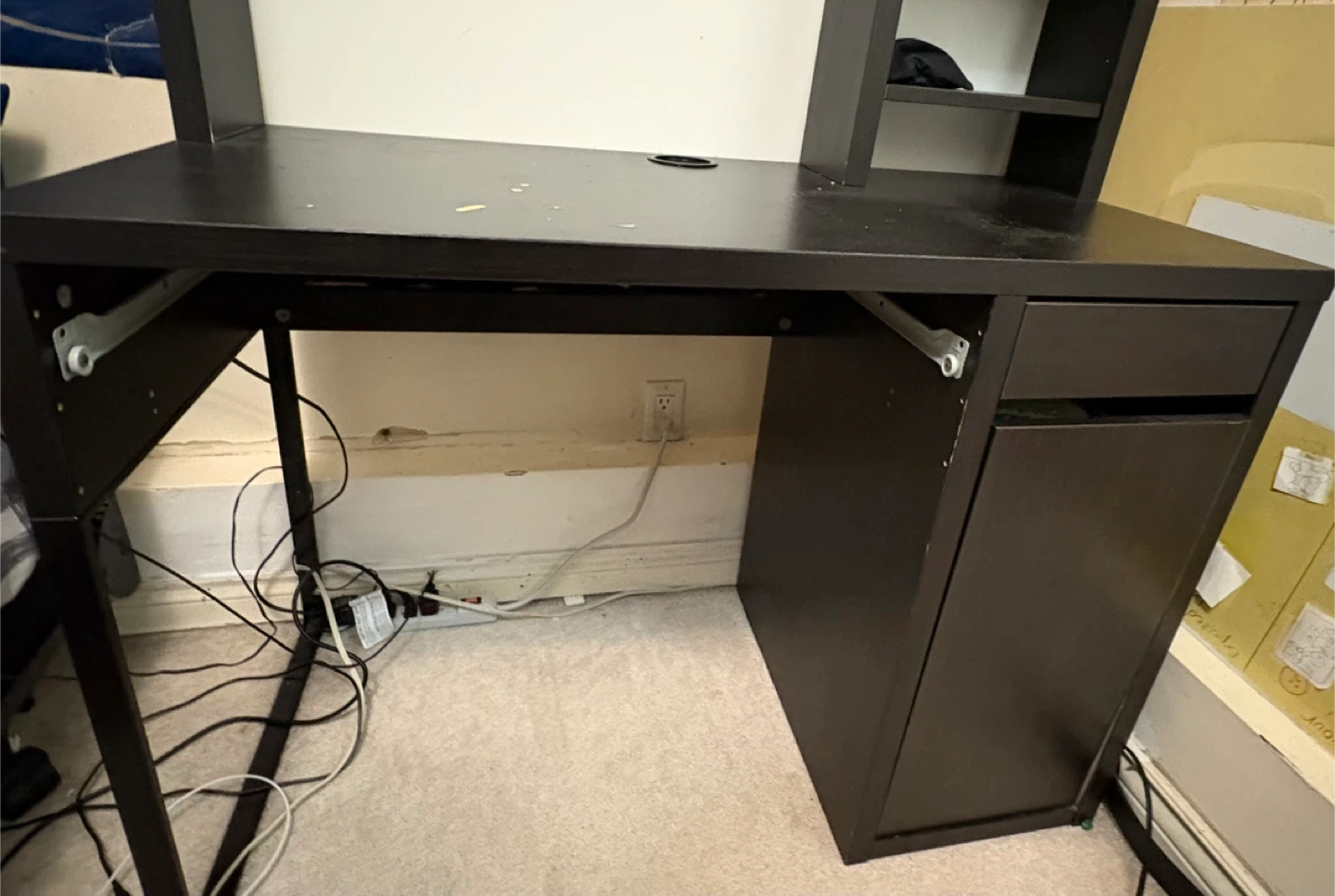 Dark Brown Desk with Hutch and Drawer - photo 4