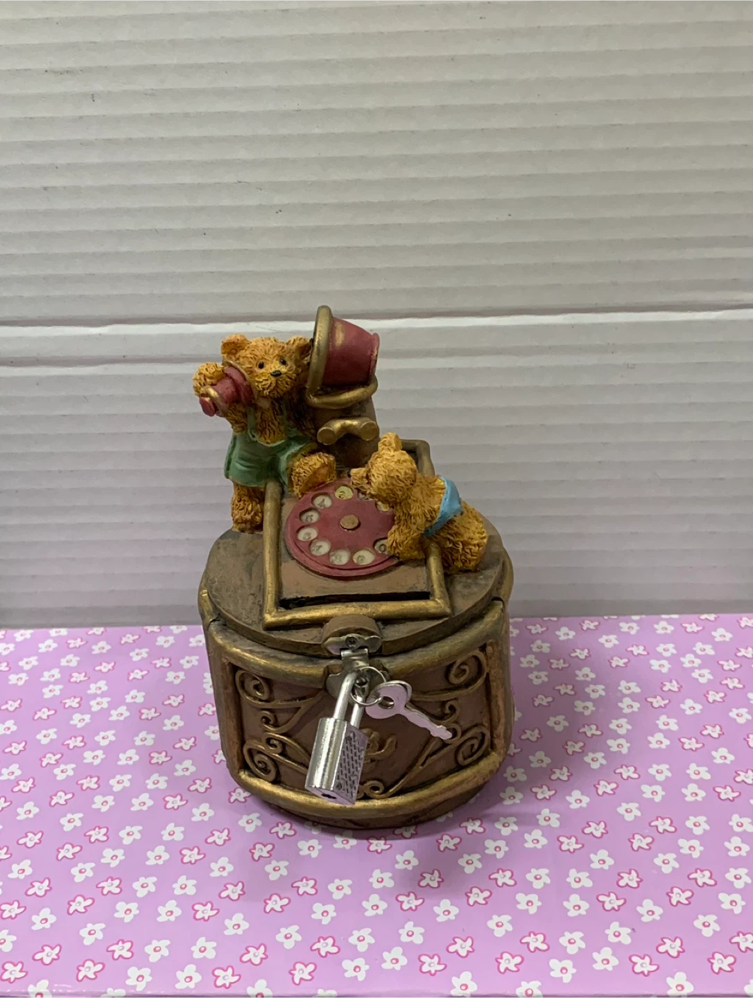 Teddy Bear Telephone – Whimsical Cash/Coin Trinket Box