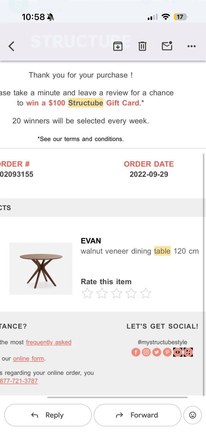 Structube EVAN Walnut Veneer Dining Table - 120 cm - photo 2