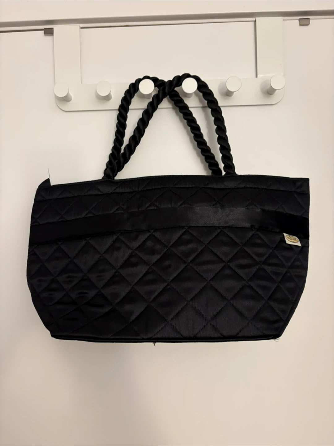 Black Quilted Tote Bag with Bow - photo 2
